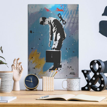 Luxe Metal Art 'Windup for the Wind Down' by AbcArtAttack, Metal Wall Art,12x16