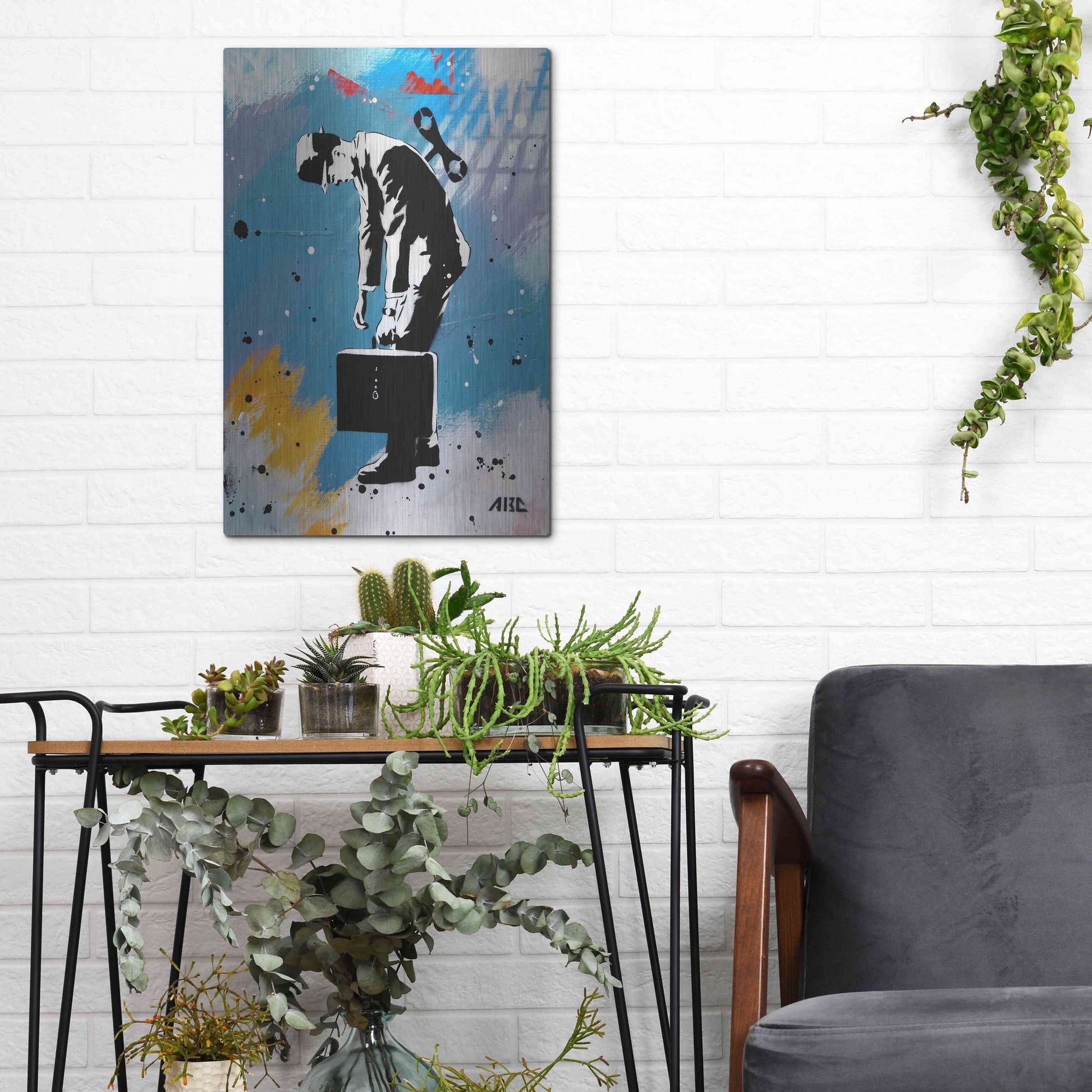 Luxe Metal Art 'Windup for the Wind Down' by AbcArtAttack, Metal Wall Art,12x16