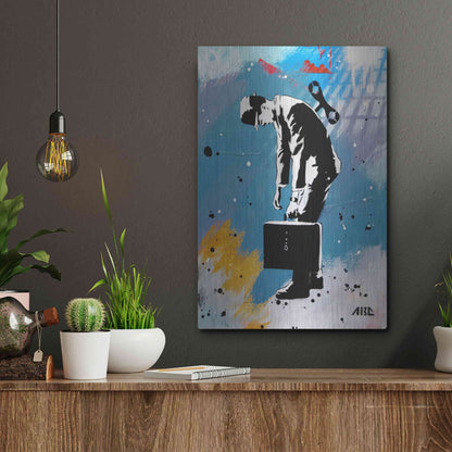 Luxe Metal Art 'Windup for the Wind Down' by AbcArtAttack, Metal Wall Art,12x16