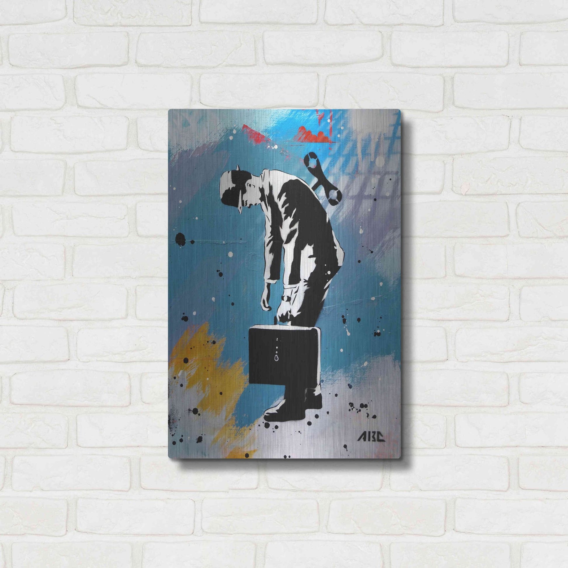 Luxe Metal Art 'Windup for the Wind Down' by AbcArtAttack, Metal Wall Art,16x24