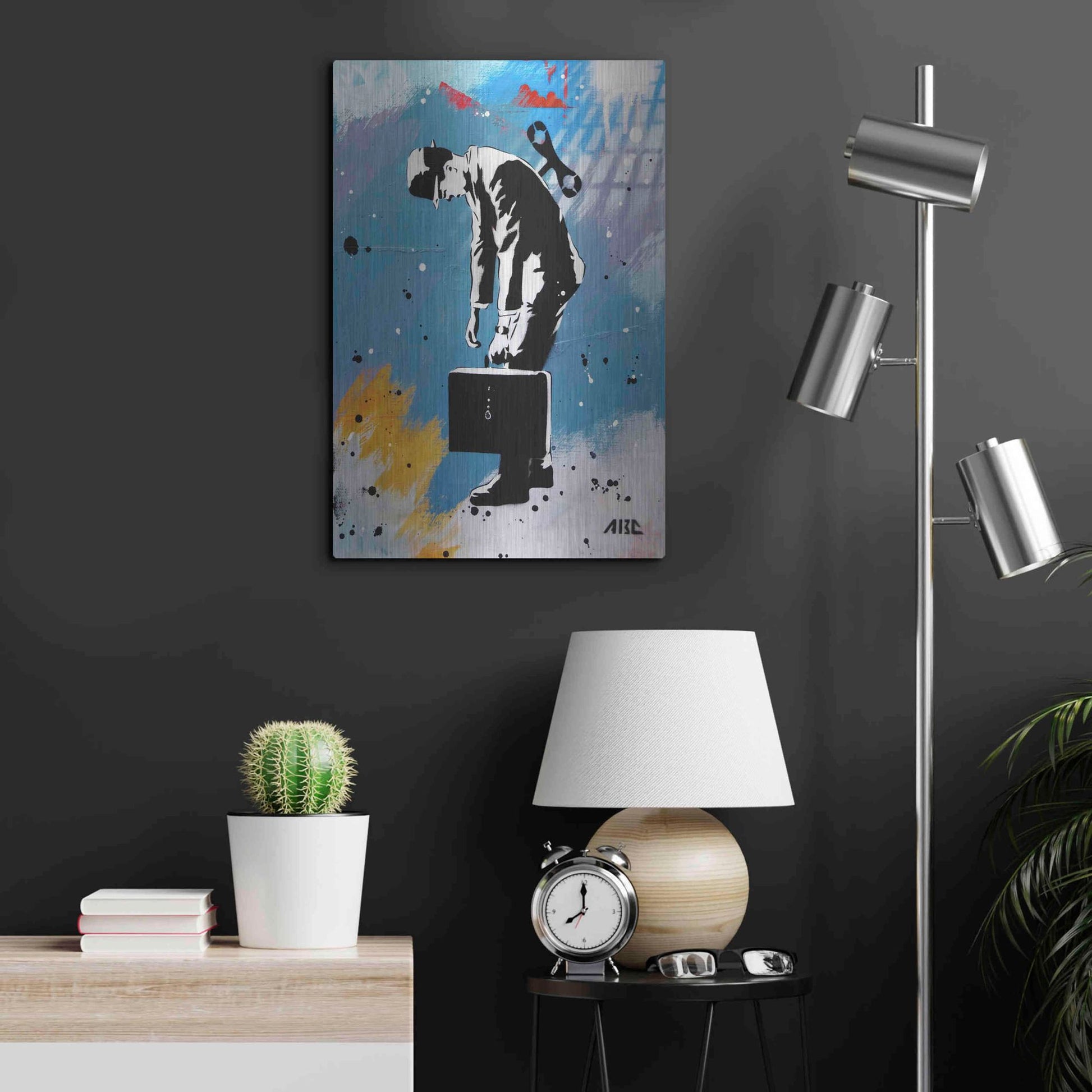 Luxe Metal Art 'Windup for the Wind Down' by AbcArtAttack, Metal Wall Art,16x24