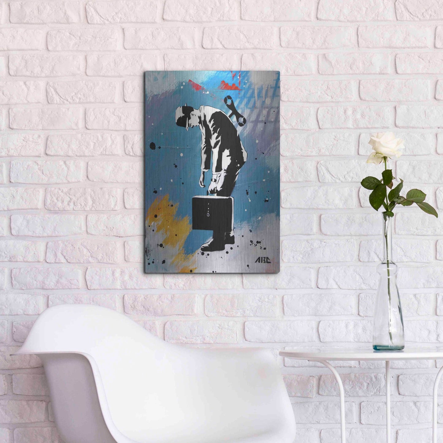 Luxe Metal Art 'Windup for the Wind Down' by AbcArtAttack, Metal Wall Art,16x24