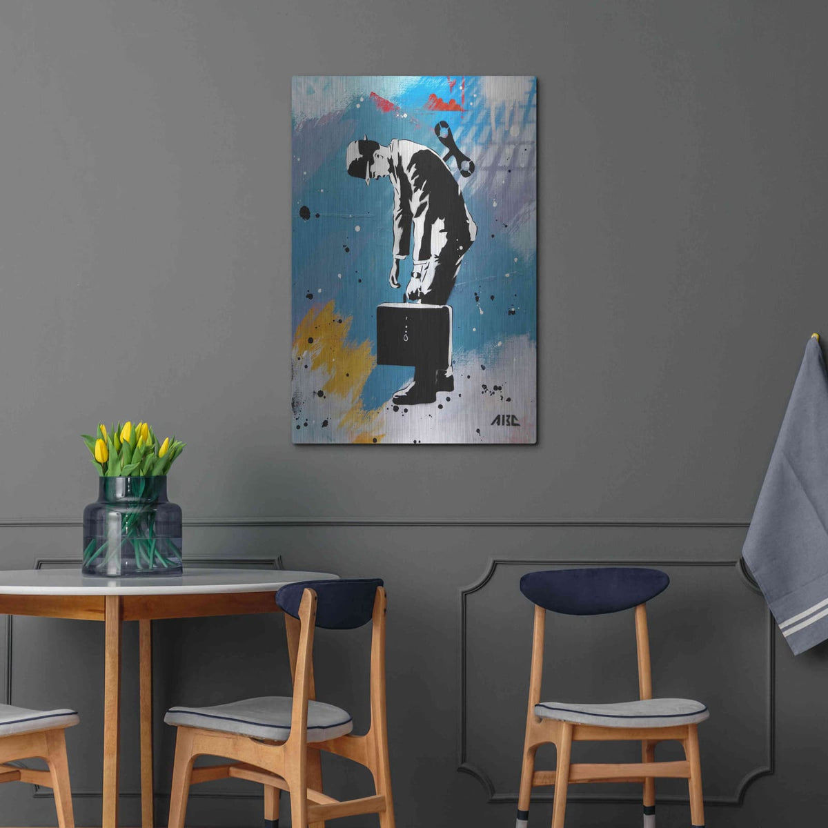 'Windup for the Wind Down' by AbcArtAttack – Metal Wall Art, 24x36 room view