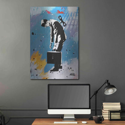 Luxe Metal Art 'Windup for the Wind Down' by AbcArtAttack, Metal Wall Art,24x36