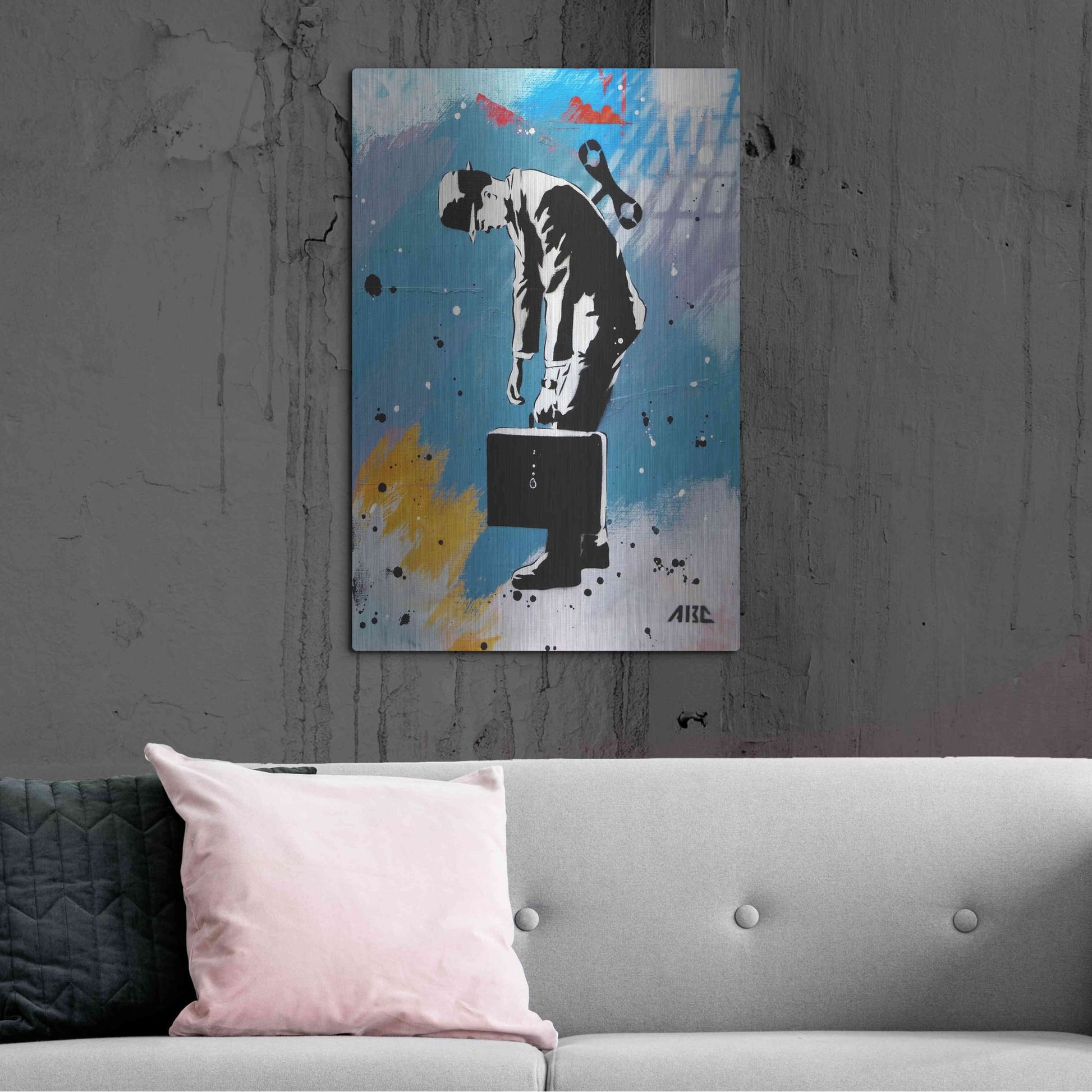 Luxe Metal Art 'Windup for the Wind Down' by AbcArtAttack, Metal Wall Art,24x36