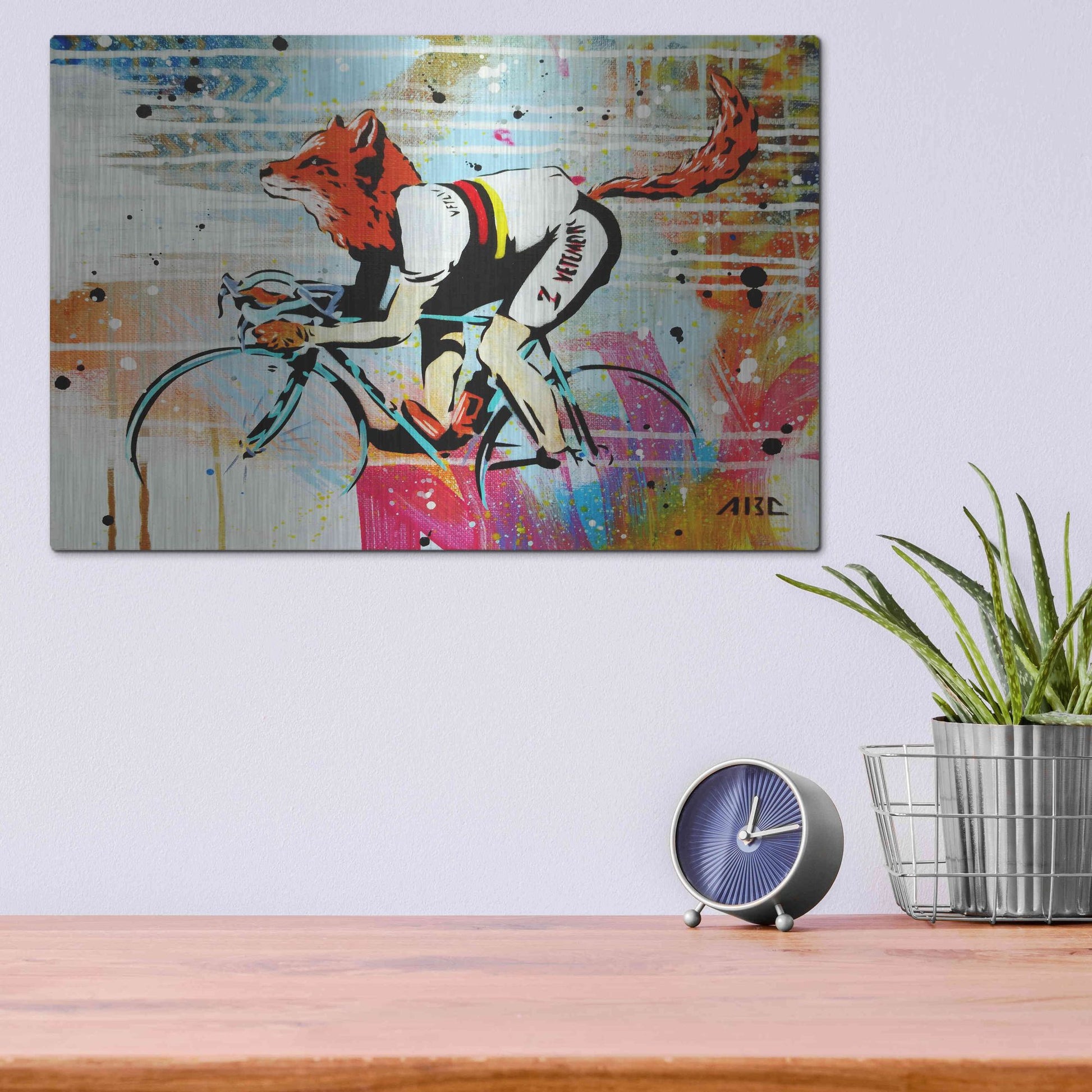 Luxe Metal Art 'Le Fox' by AbcArtAttack, Metal Wall Art,16x12