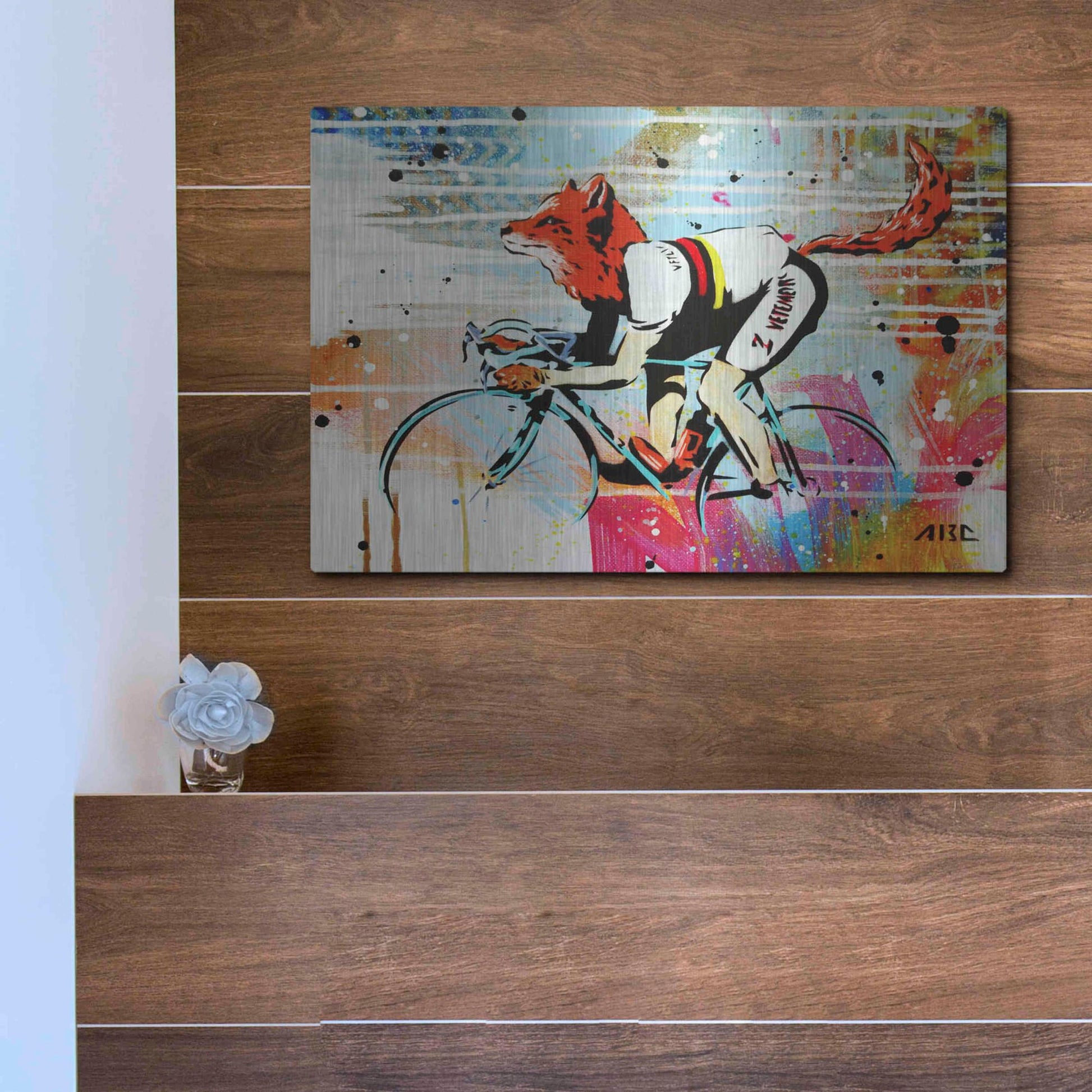 Luxe Metal Art 'Le Fox' by AbcArtAttack, Metal Wall Art,16x12