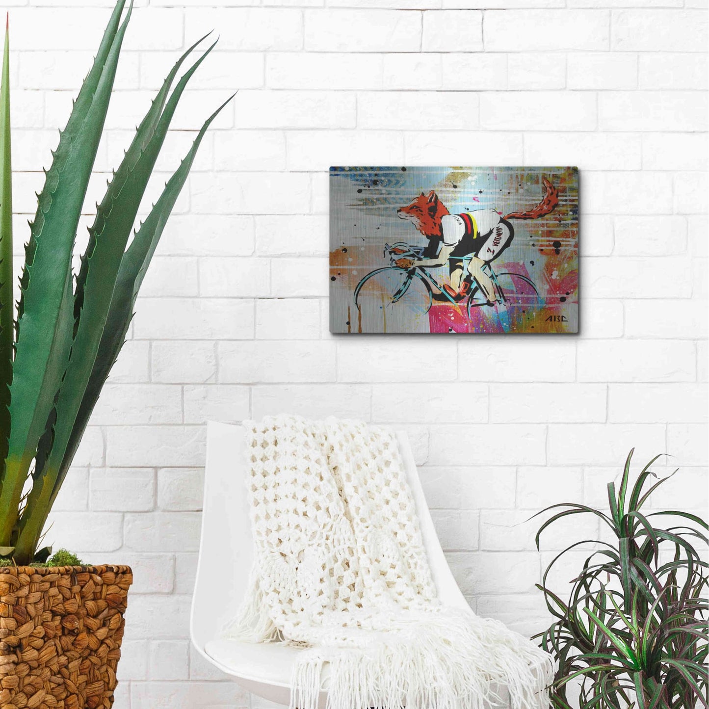 Luxe Metal Art 'Le Fox' by AbcArtAttack, Metal Wall Art,16x12