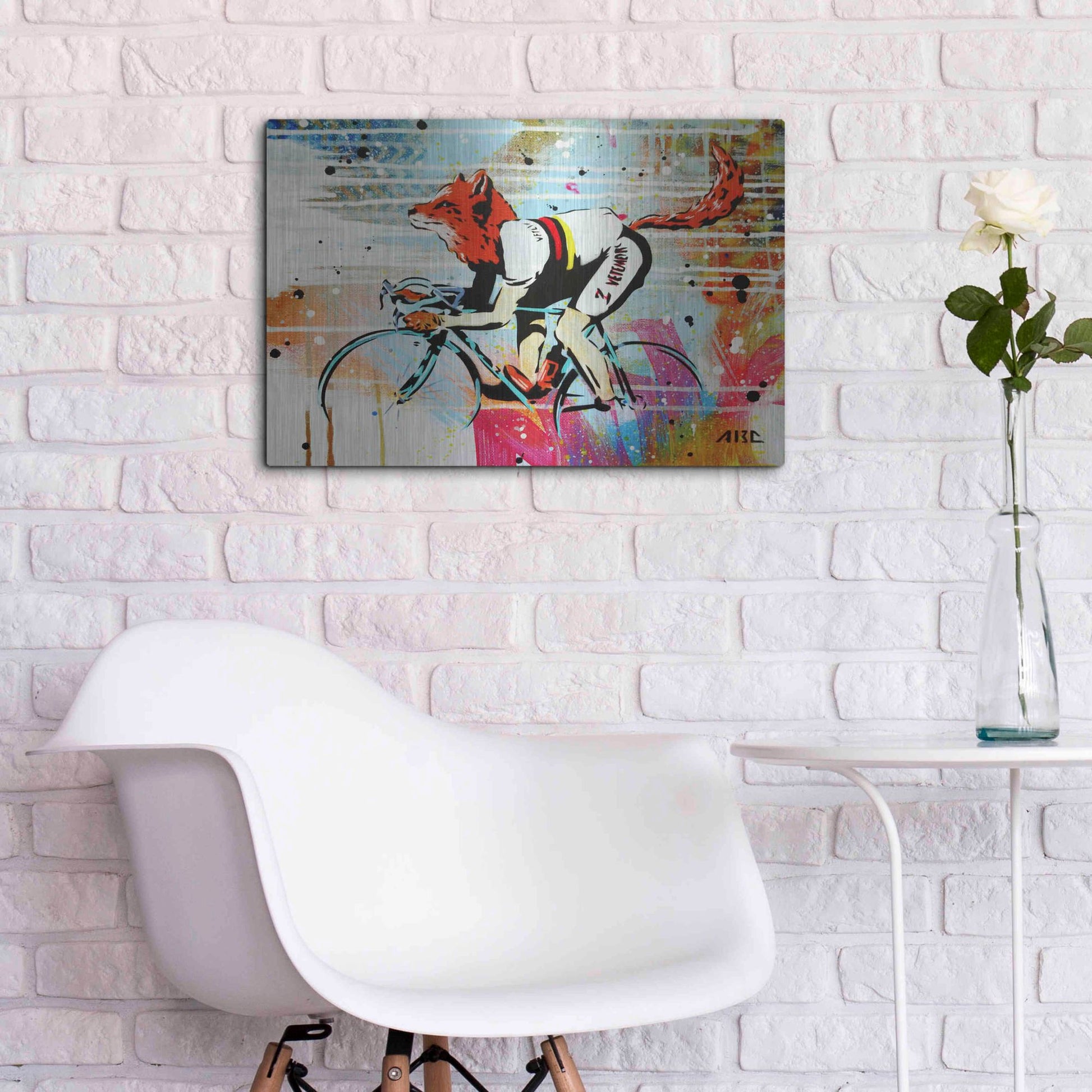 Luxe Metal Art 'Le Fox' by AbcArtAttack, Metal Wall Art,24x16