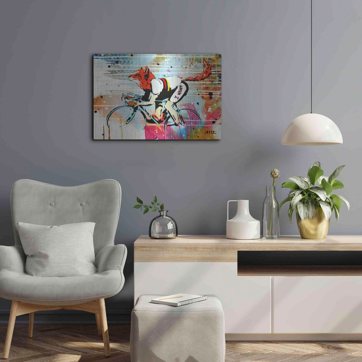 Luxe Metal Art 'Le Fox' by AbcArtAttack, Metal Wall Art,24x16