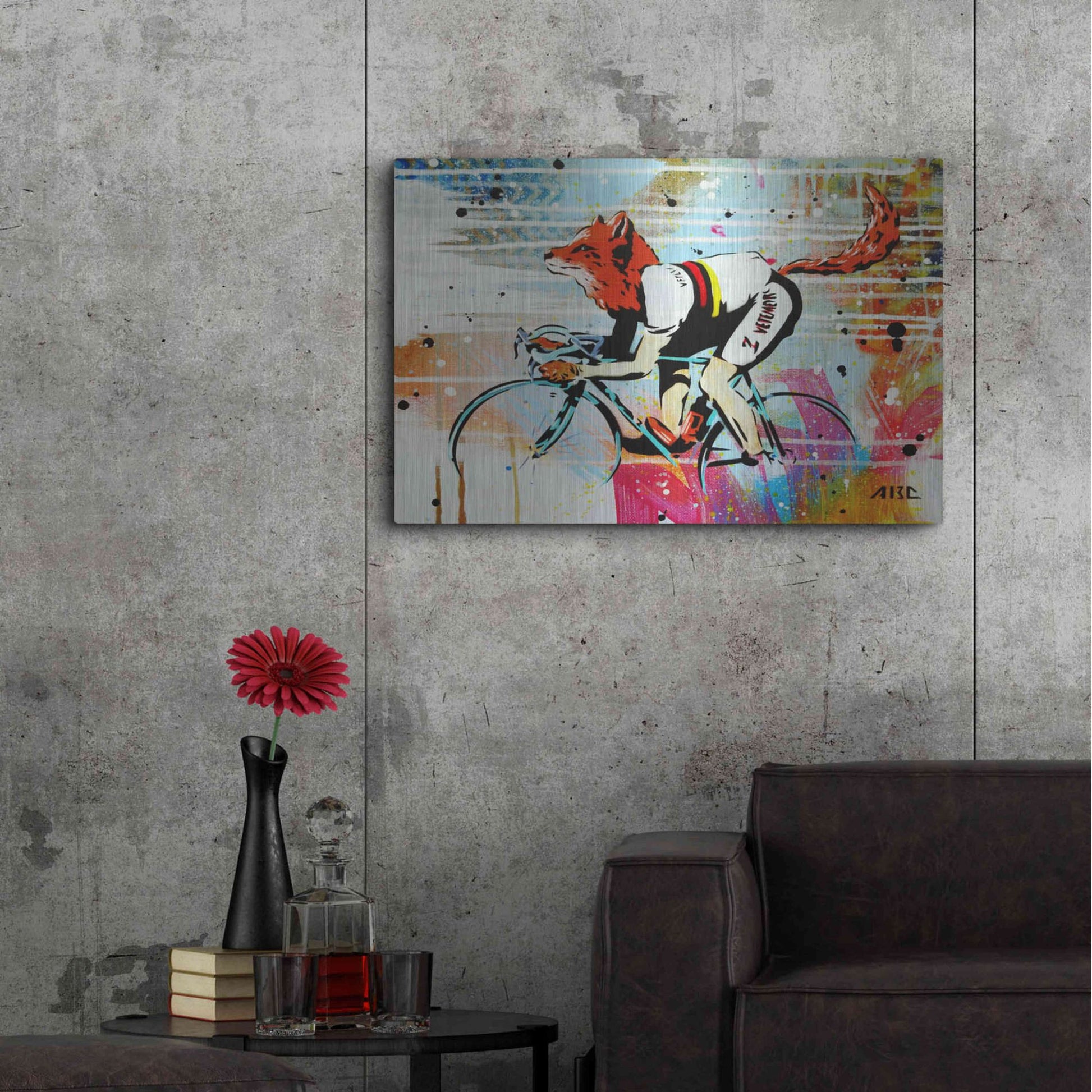 Luxe Metal Art 'Le Fox' by AbcArtAttack, Metal Wall Art,36x24
