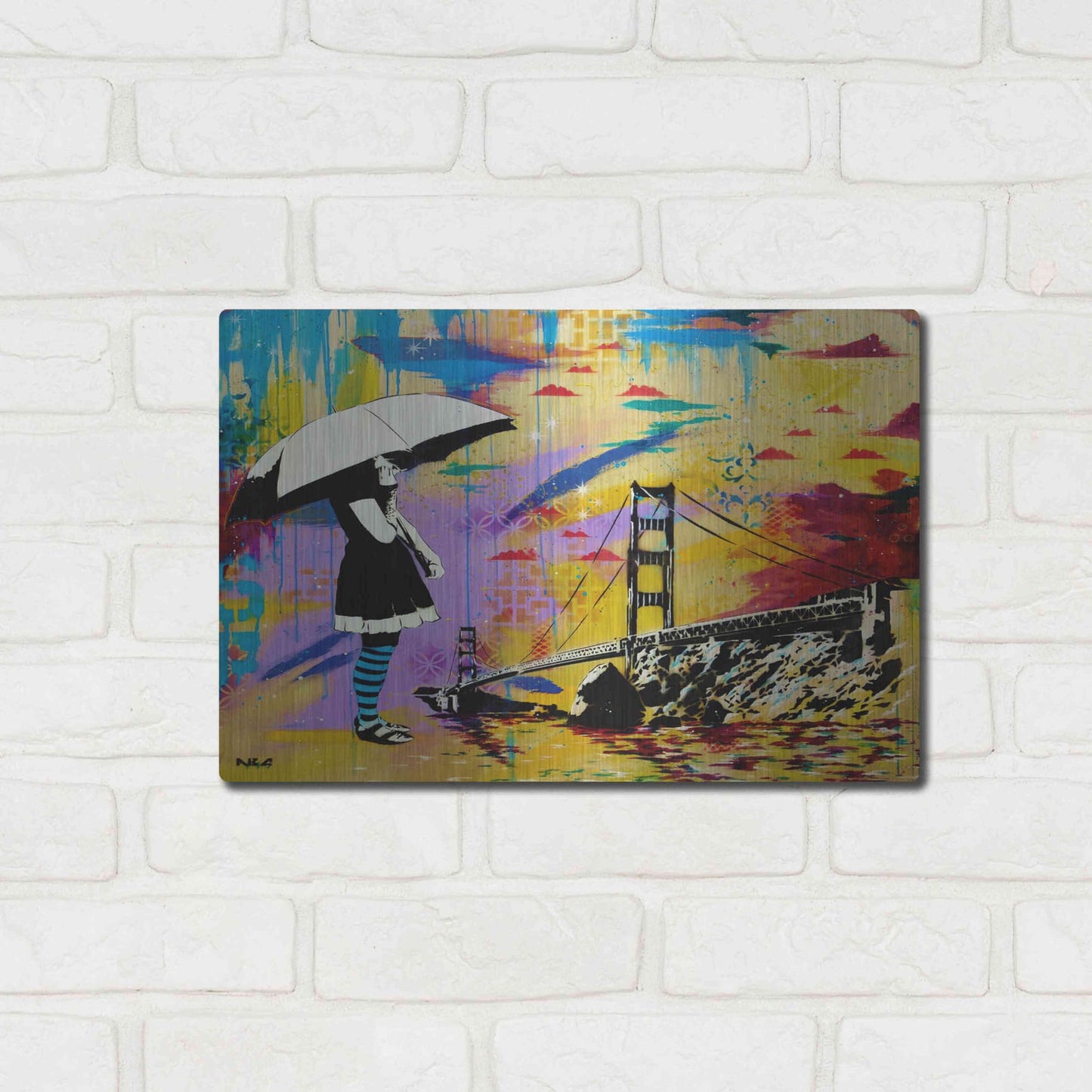 Luxe Metal Art 'Shelter at Bay' by AbcArtAttack, Metal Wall Art,16x12