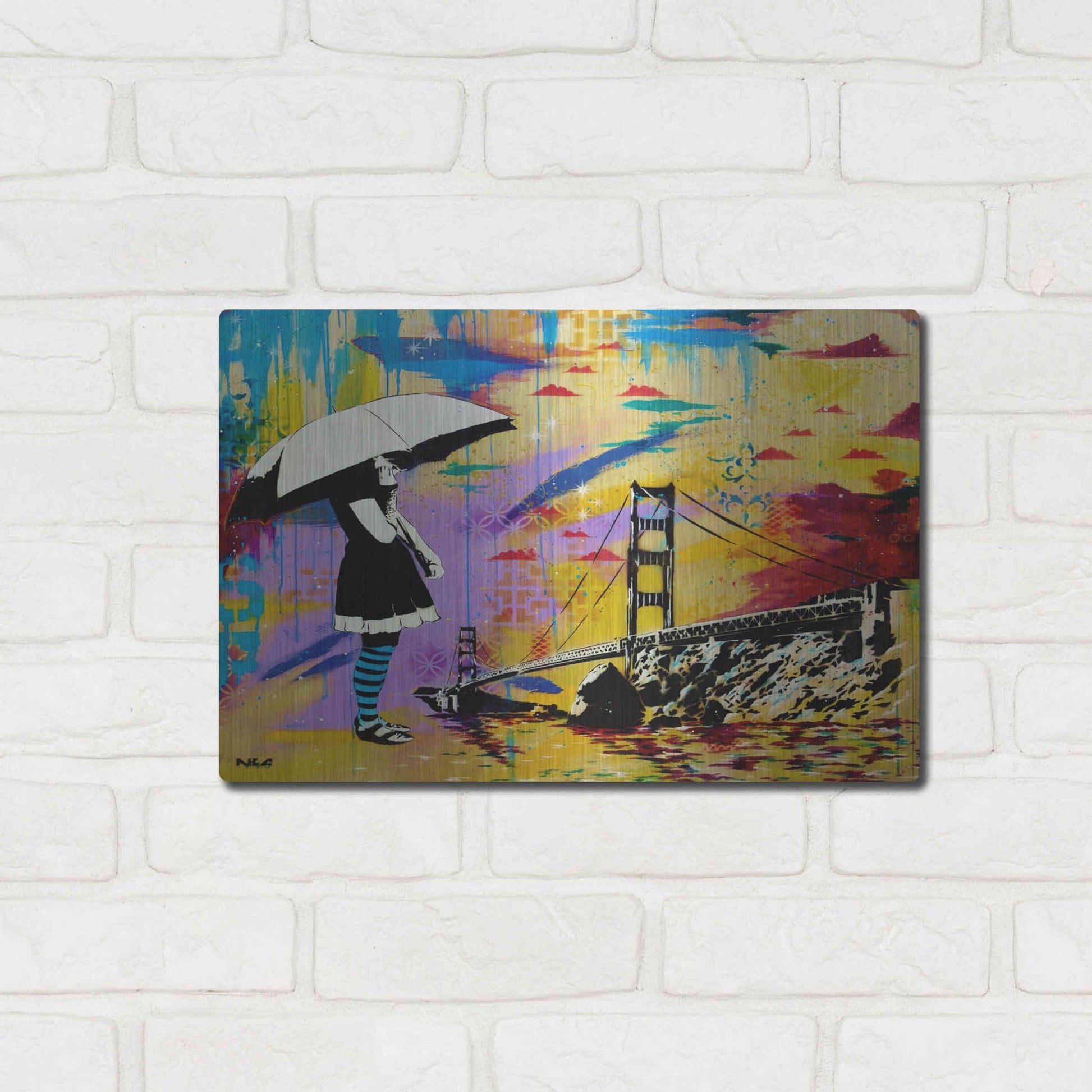 Luxe Metal Art 'Shelter at Bay' by AbcArtAttack, Metal Wall Art,16x12