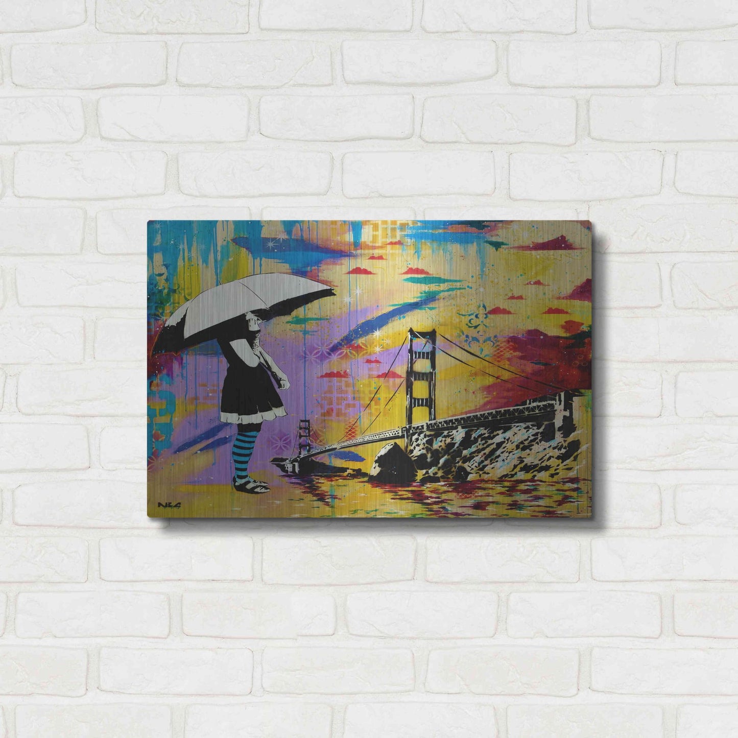 Luxe Metal Art 'Shelter at Bay' by AbcArtAttack, Metal Wall Art,24x16