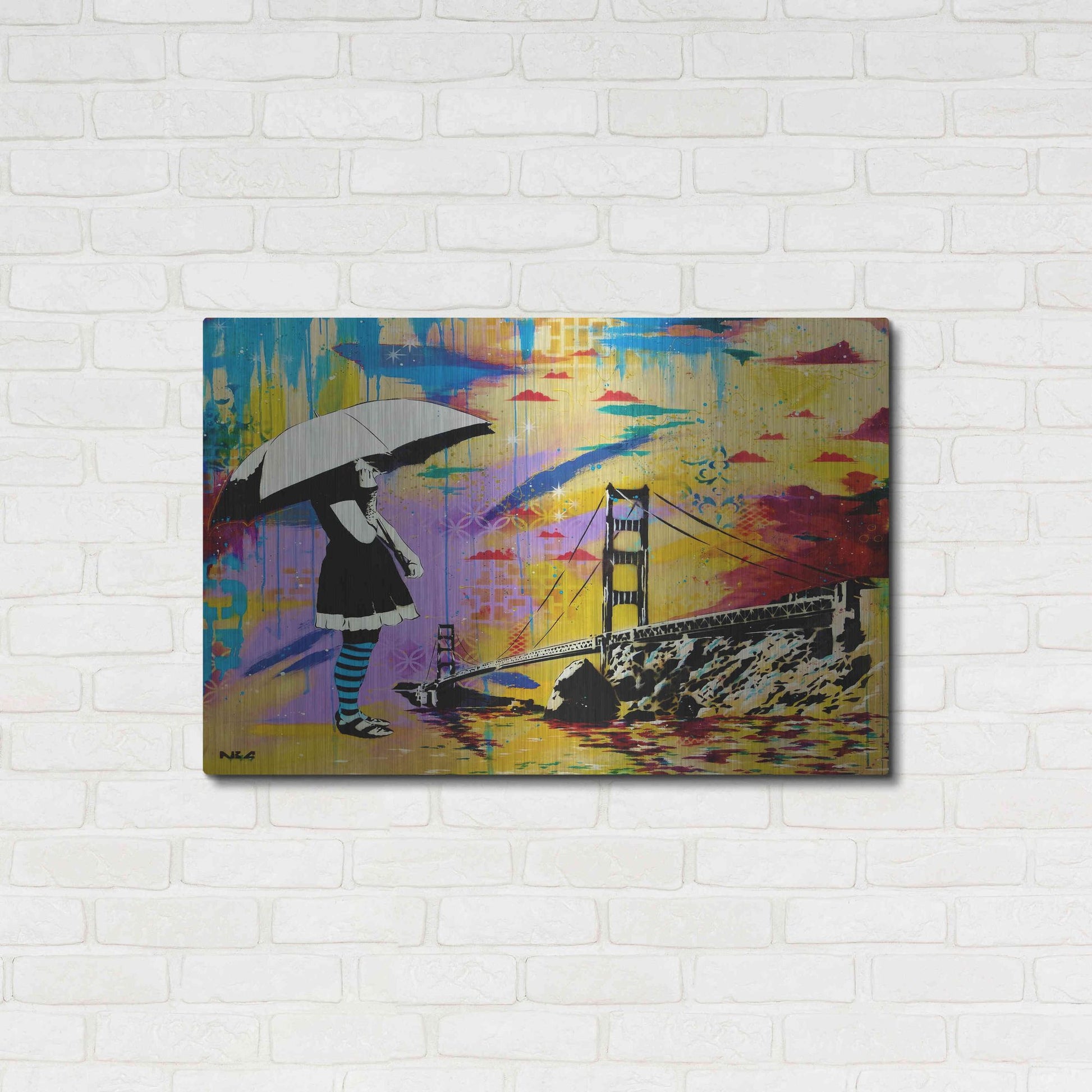 Luxe Metal Art 'Shelter at Bay' by AbcArtAttack, Metal Wall Art,36x24