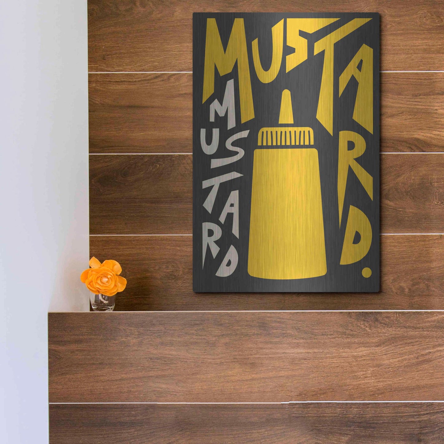 Luxe Metal Art 'Kitchen Mustard' by Ayse, Metal Wall Art,12x16