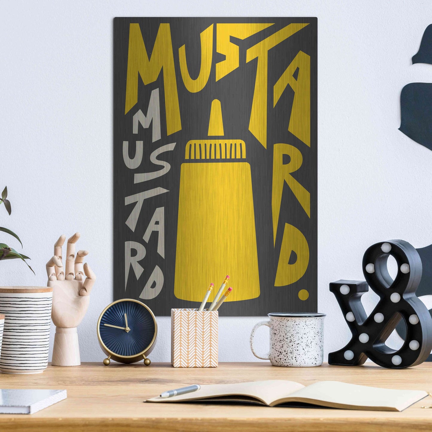 Luxe Metal Art 'Kitchen Mustard' by Ayse, Metal Wall Art,12x16