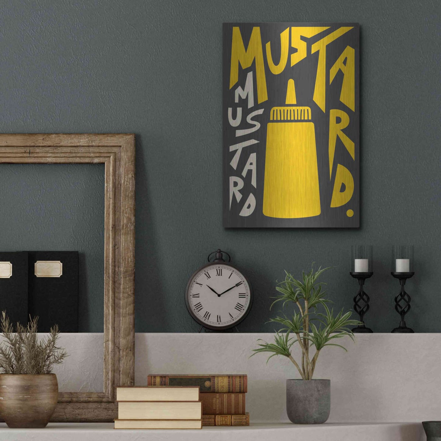 Luxe Metal Art 'Kitchen Mustard' by Ayse, Metal Wall Art,12x16