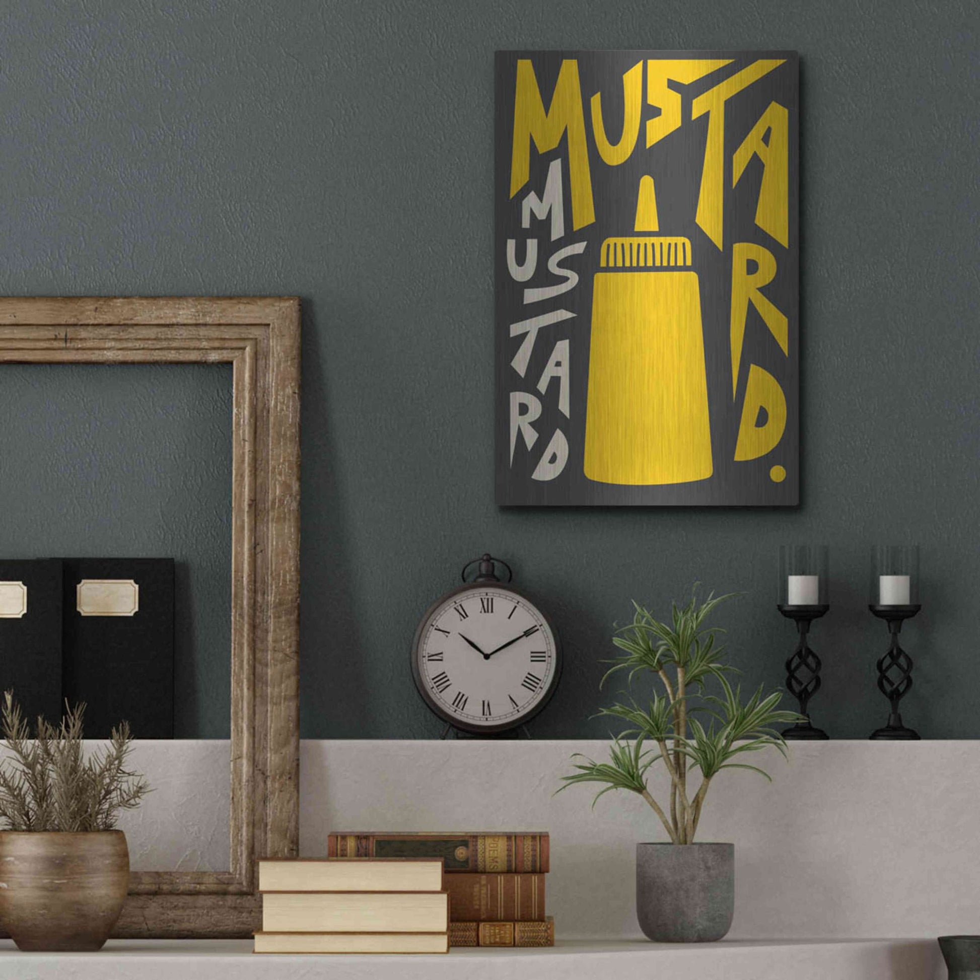 Luxe Metal Art 'Kitchen Mustard' by Ayse, Metal Wall Art,12x16