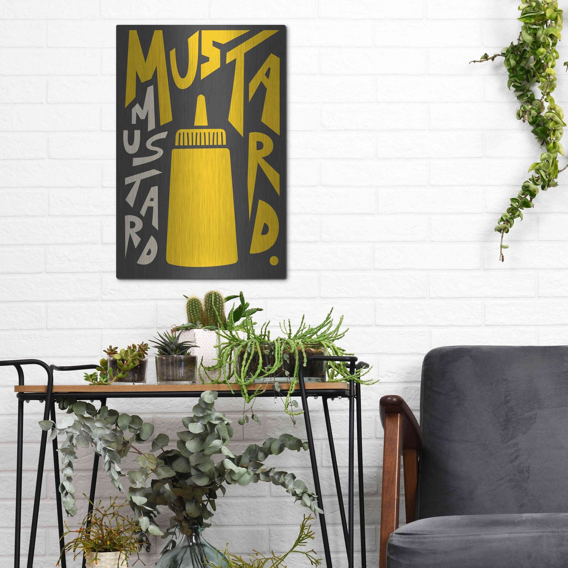 Luxe Metal Art 'Kitchen Mustard' by Ayse, Metal Wall Art,12x16