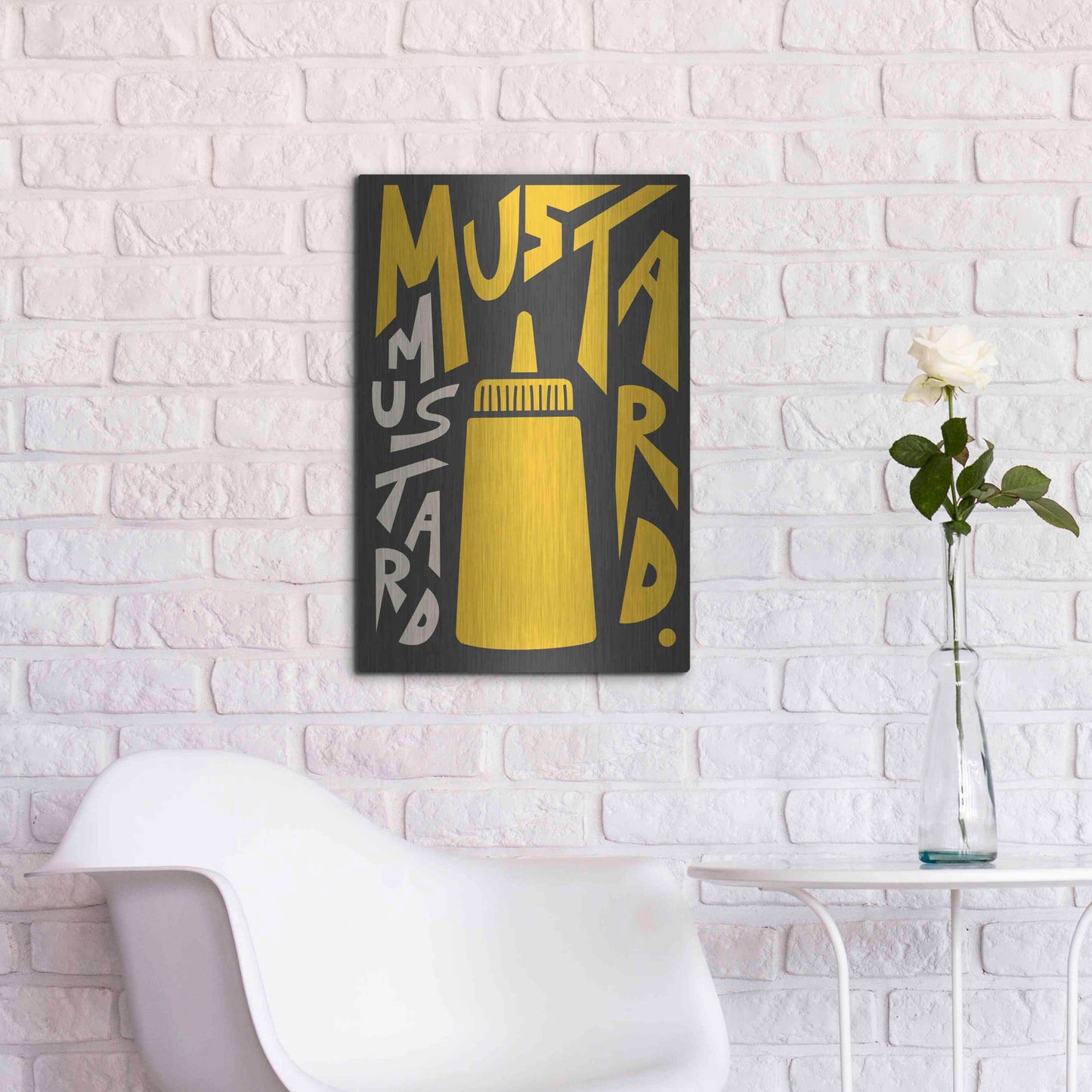 Luxe Metal Art 'Kitchen Mustard' by Ayse, Metal Wall Art,16x24