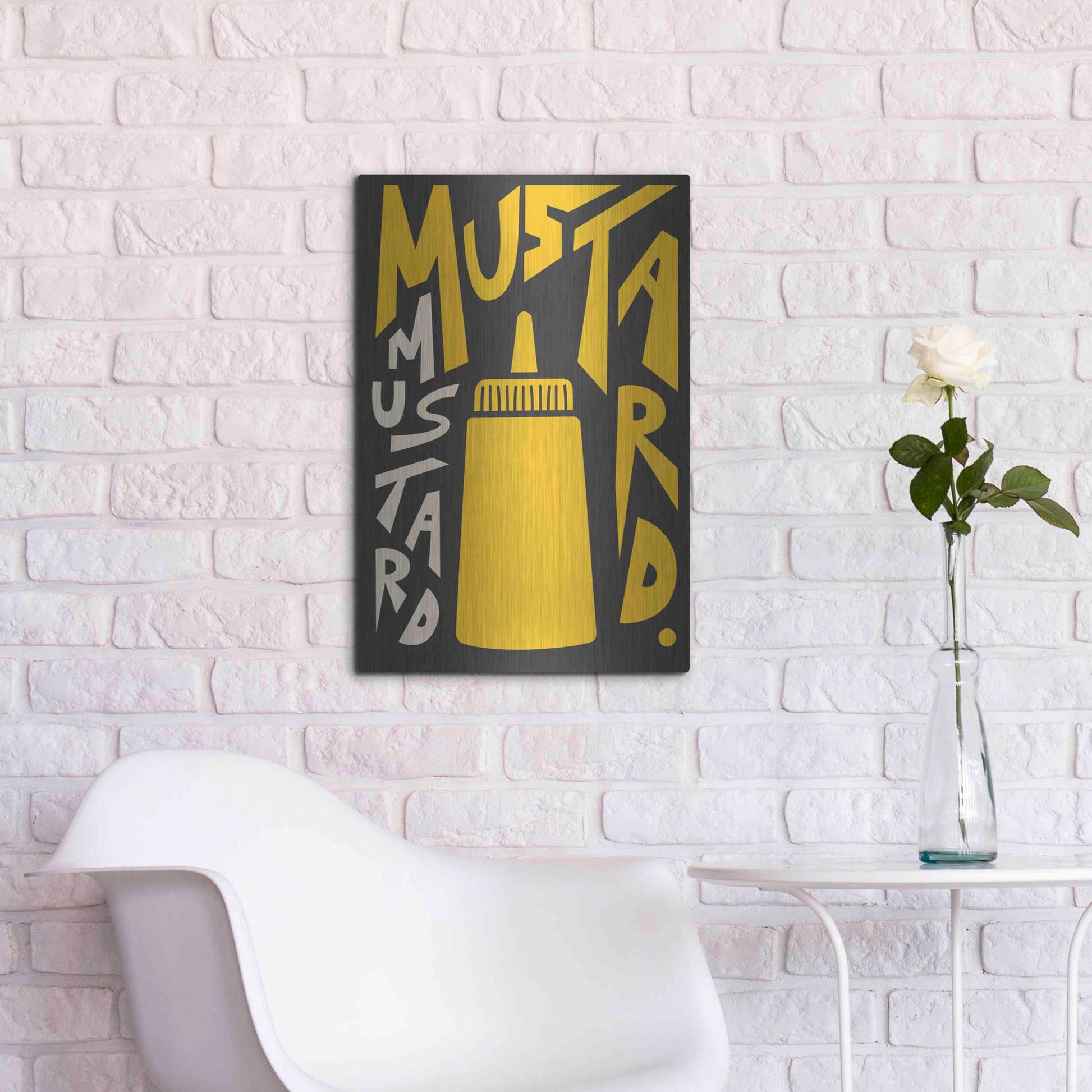 Luxe Metal Art 'Kitchen Mustard' by Ayse, Metal Wall Art,16x24