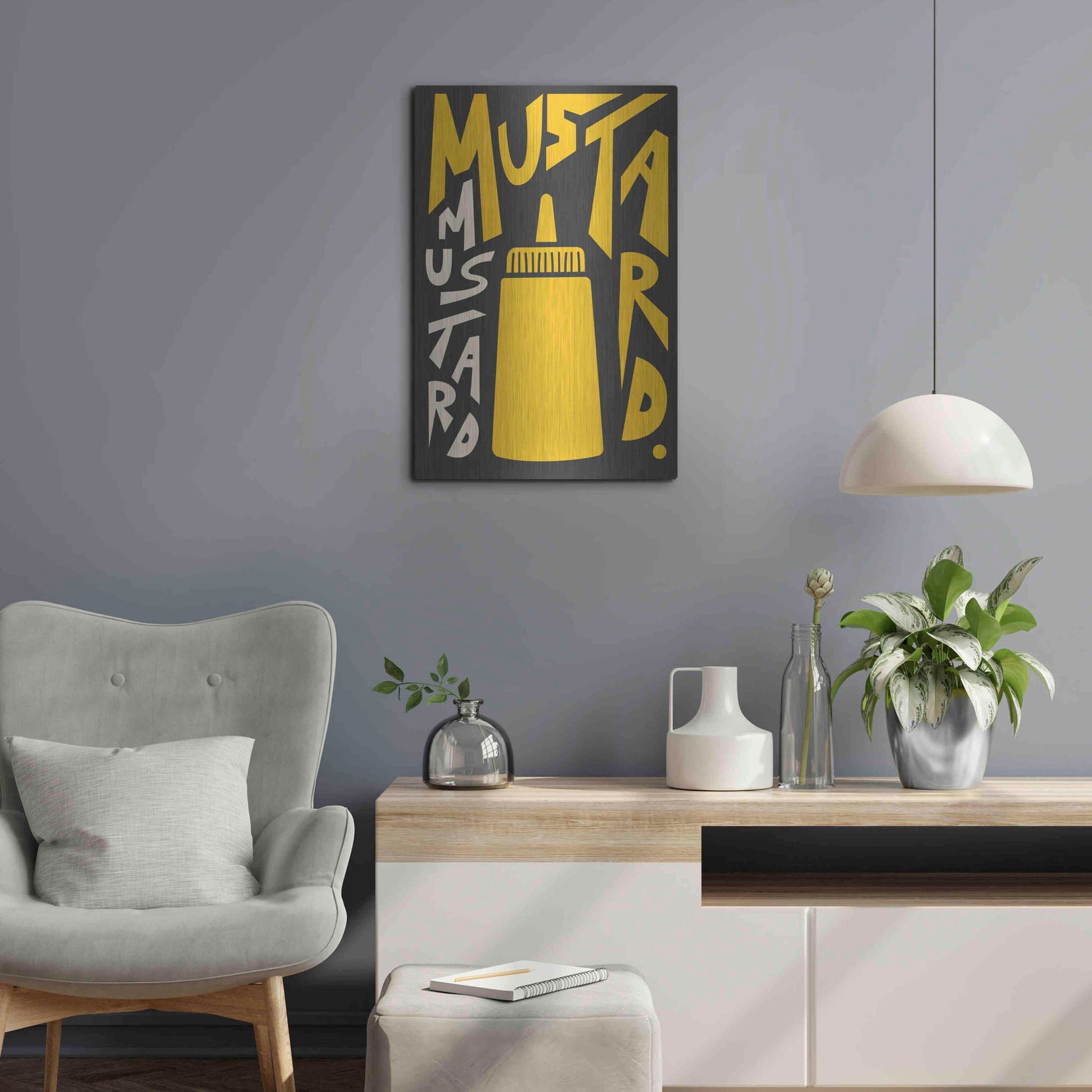 Luxe Metal Art 'Kitchen Mustard' by Ayse, Metal Wall Art,16x24