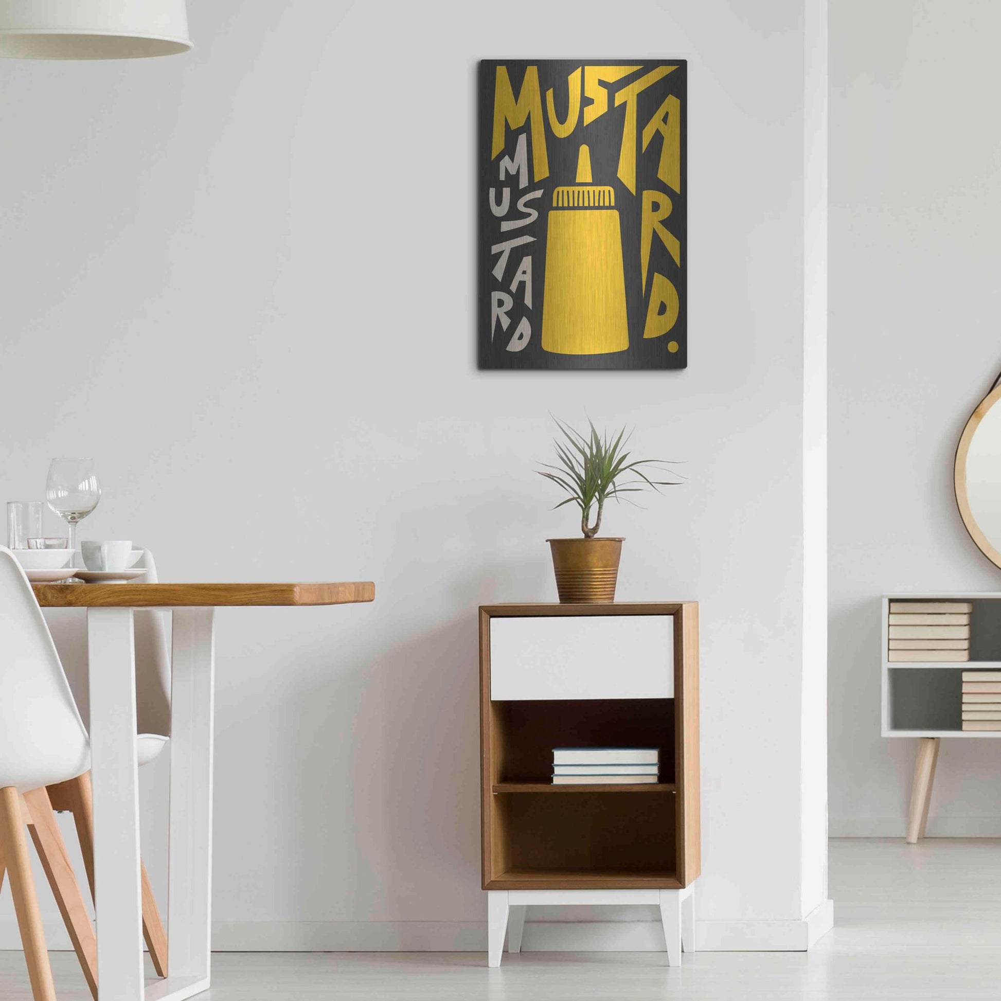 Luxe Metal Art 'Kitchen Mustard' by Ayse, Metal Wall Art,16x24