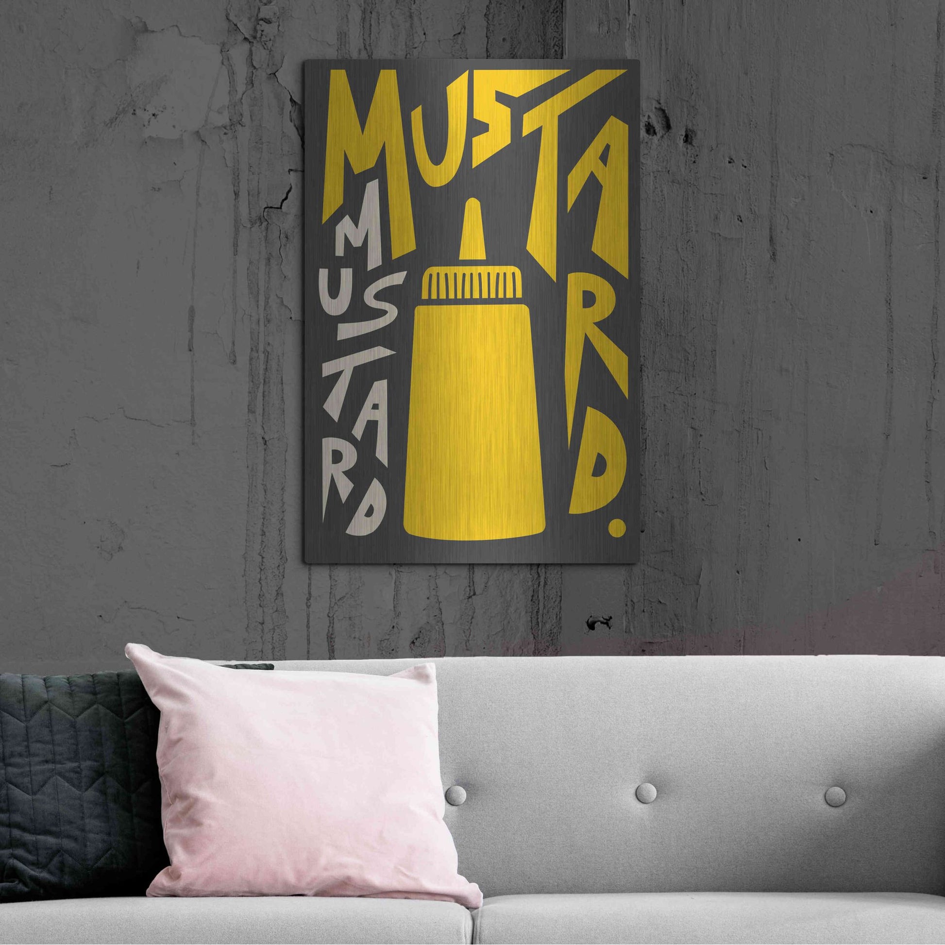 Luxe Metal Art 'Kitchen Mustard' by Ayse, Metal Wall Art,24x36