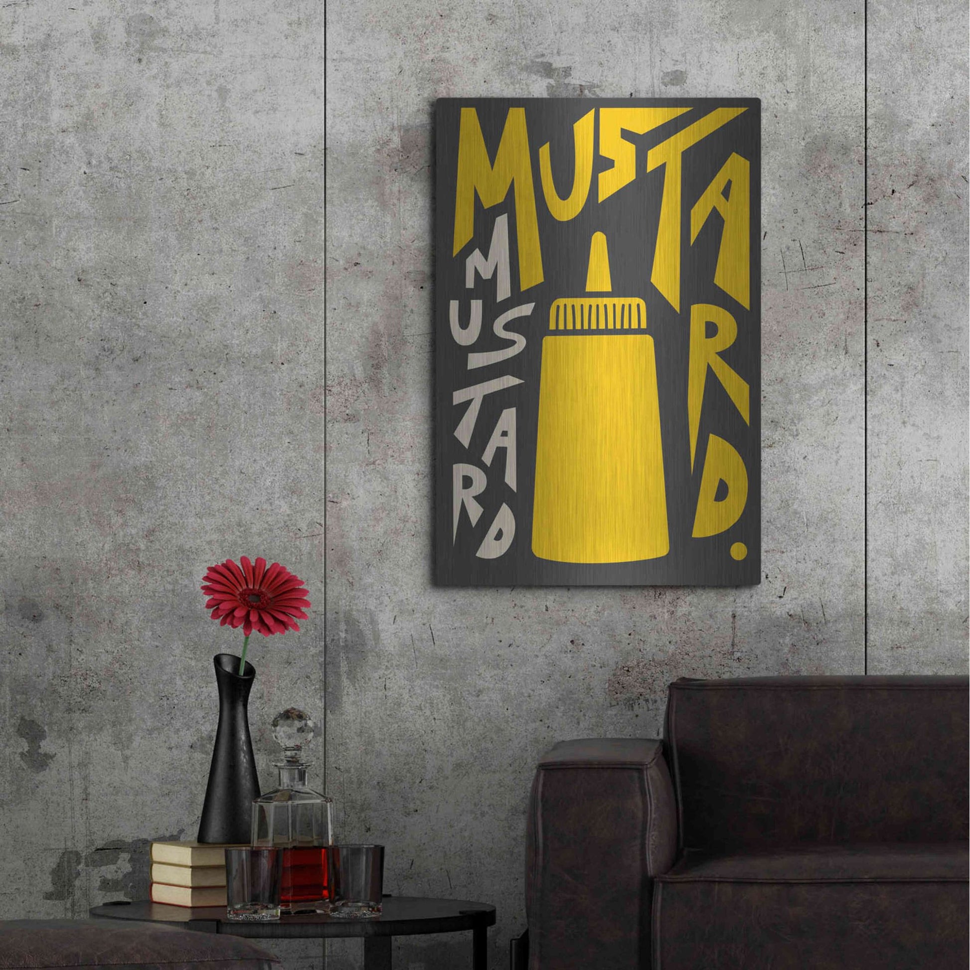 Luxe Metal Art 'Kitchen Mustard' by Ayse, Metal Wall Art,24x36