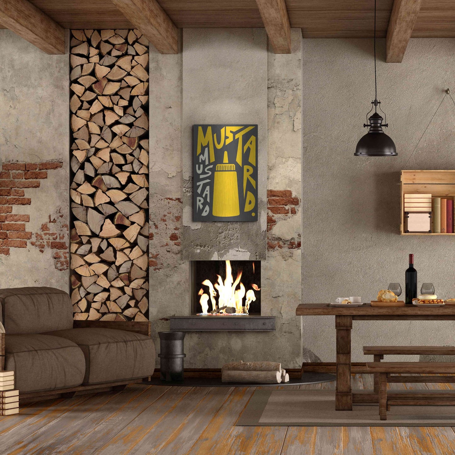 Luxe Metal Art 'Kitchen Mustard' by Ayse, Metal Wall Art,24x36