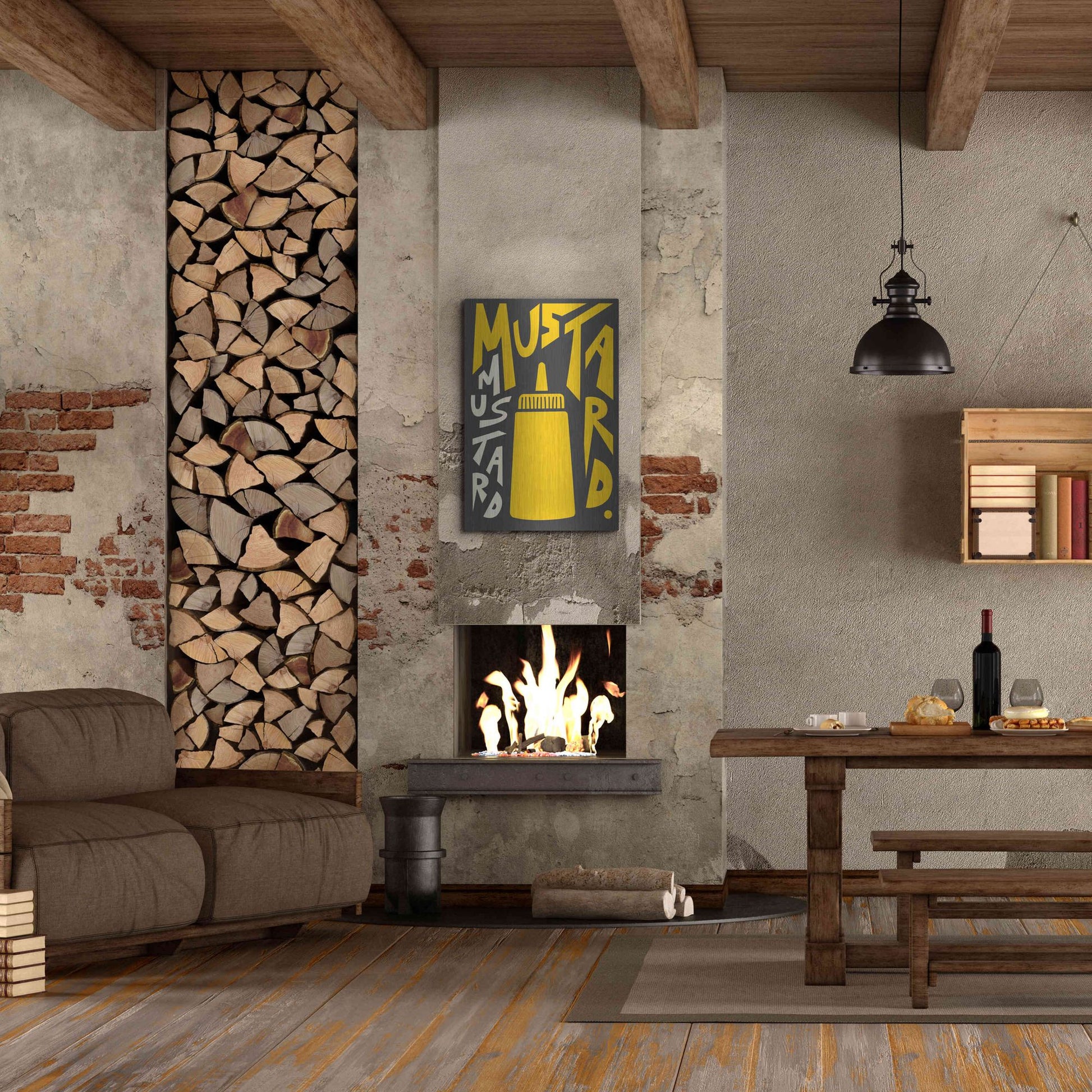 Luxe Metal Art 'Kitchen Mustard' by Ayse, Metal Wall Art,24x36