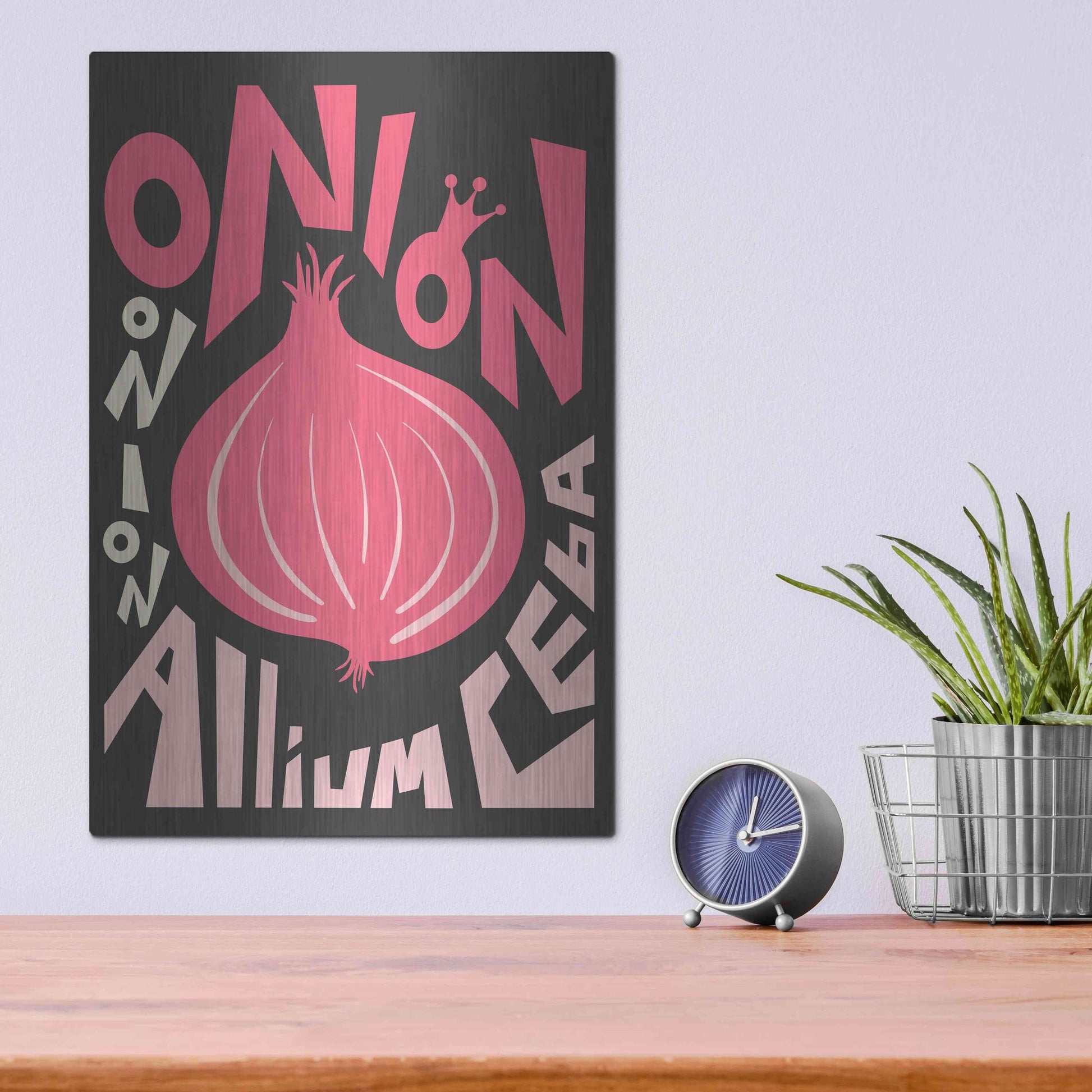 Luxe Metal Art 'Kitchen Onion' by Ayse, Metal Wall Art,12x16