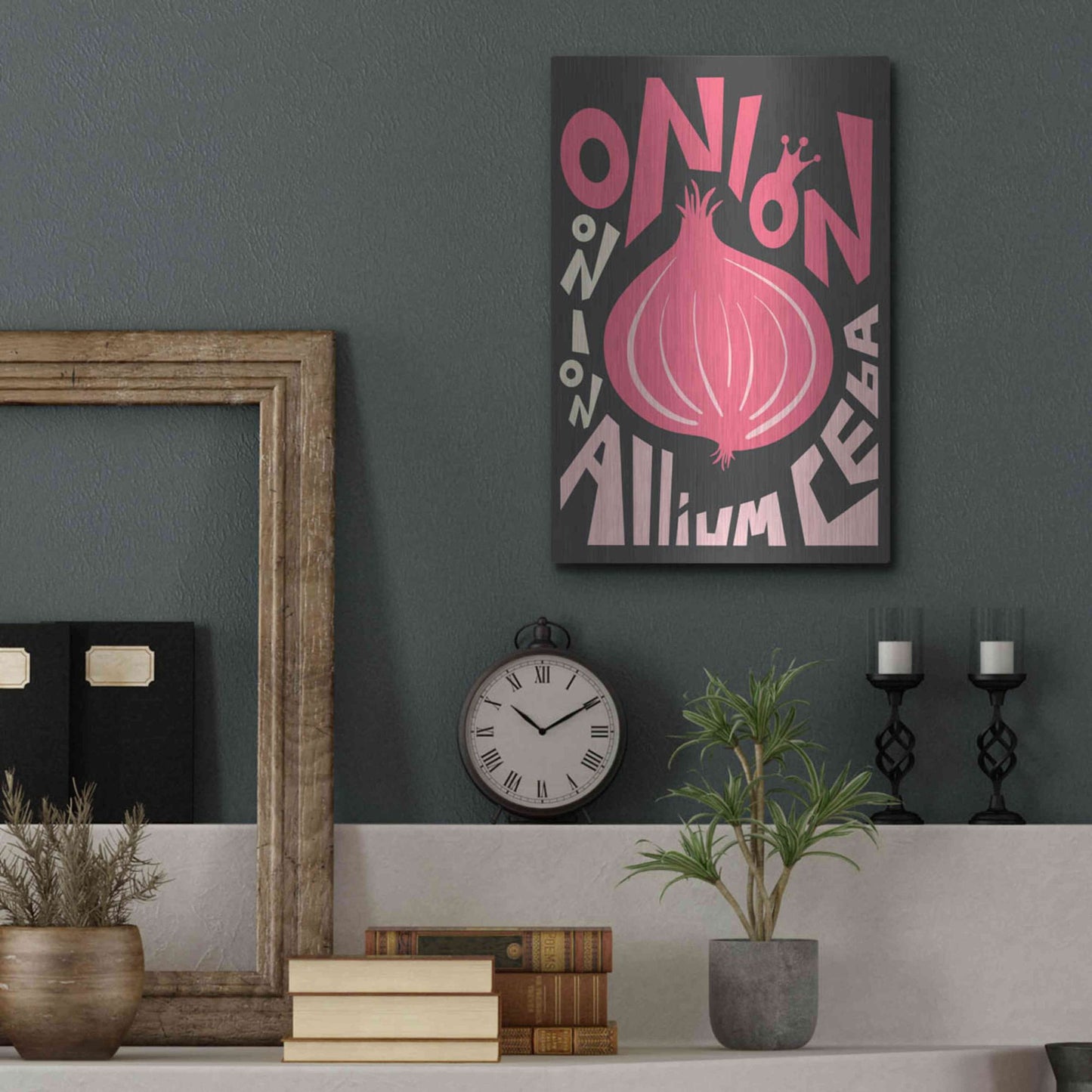 Luxe Metal Art 'Kitchen Onion' by Ayse, Metal Wall Art,12x16