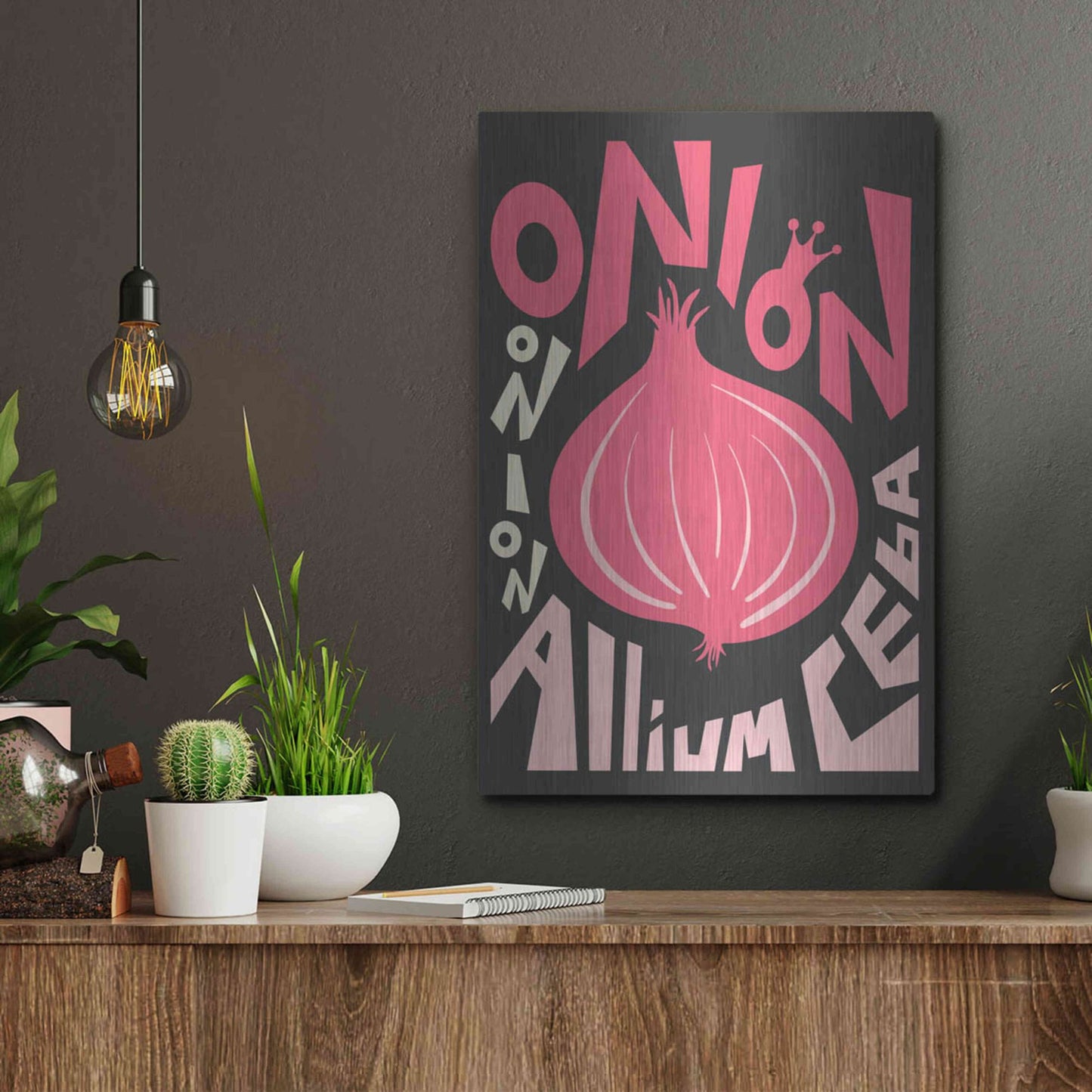 Luxe Metal Art 'Kitchen Onion' by Ayse, Metal Wall Art,12x16