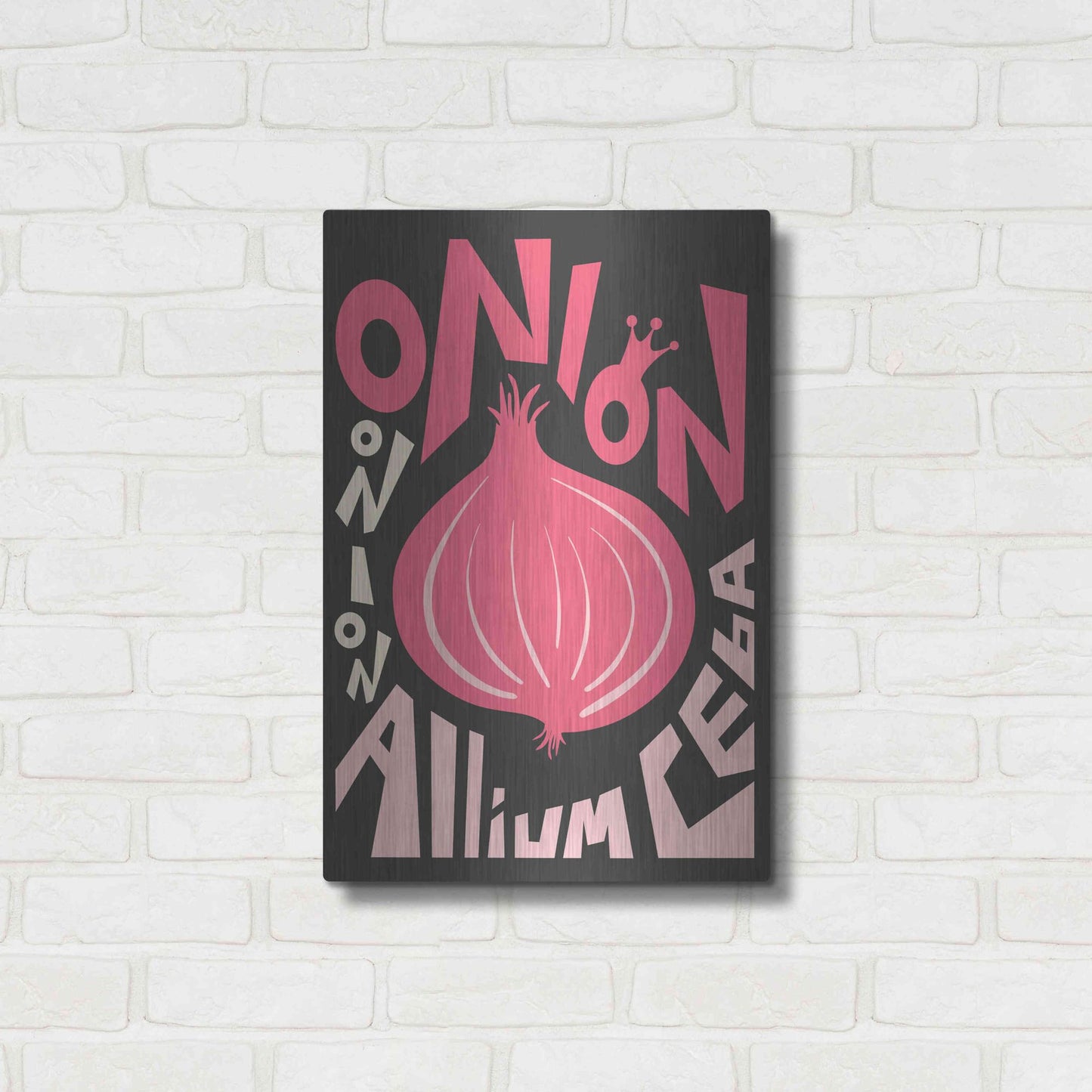 Luxe Metal Art 'Kitchen Onion' by Ayse, Metal Wall Art,16x24