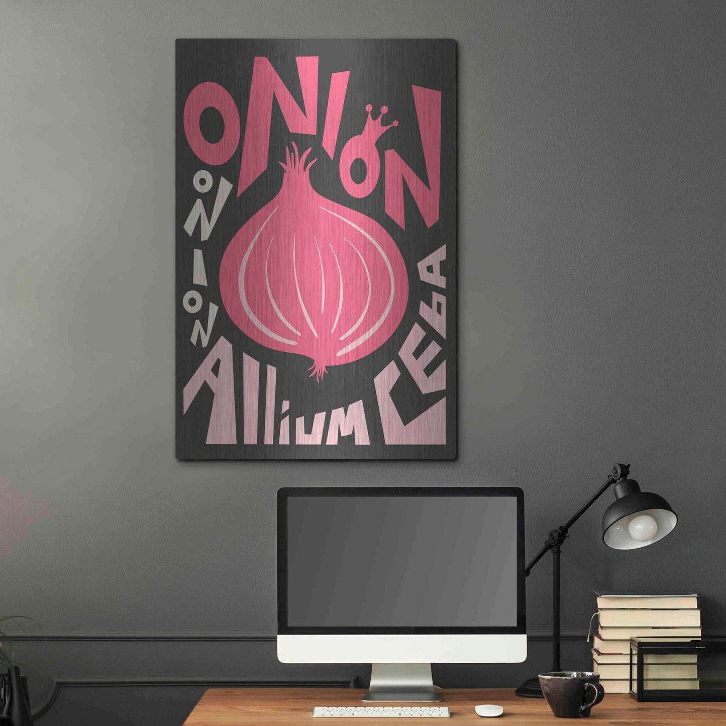 Luxe Metal Art 'Kitchen Onion' by Ayse, Metal Wall Art,24x36