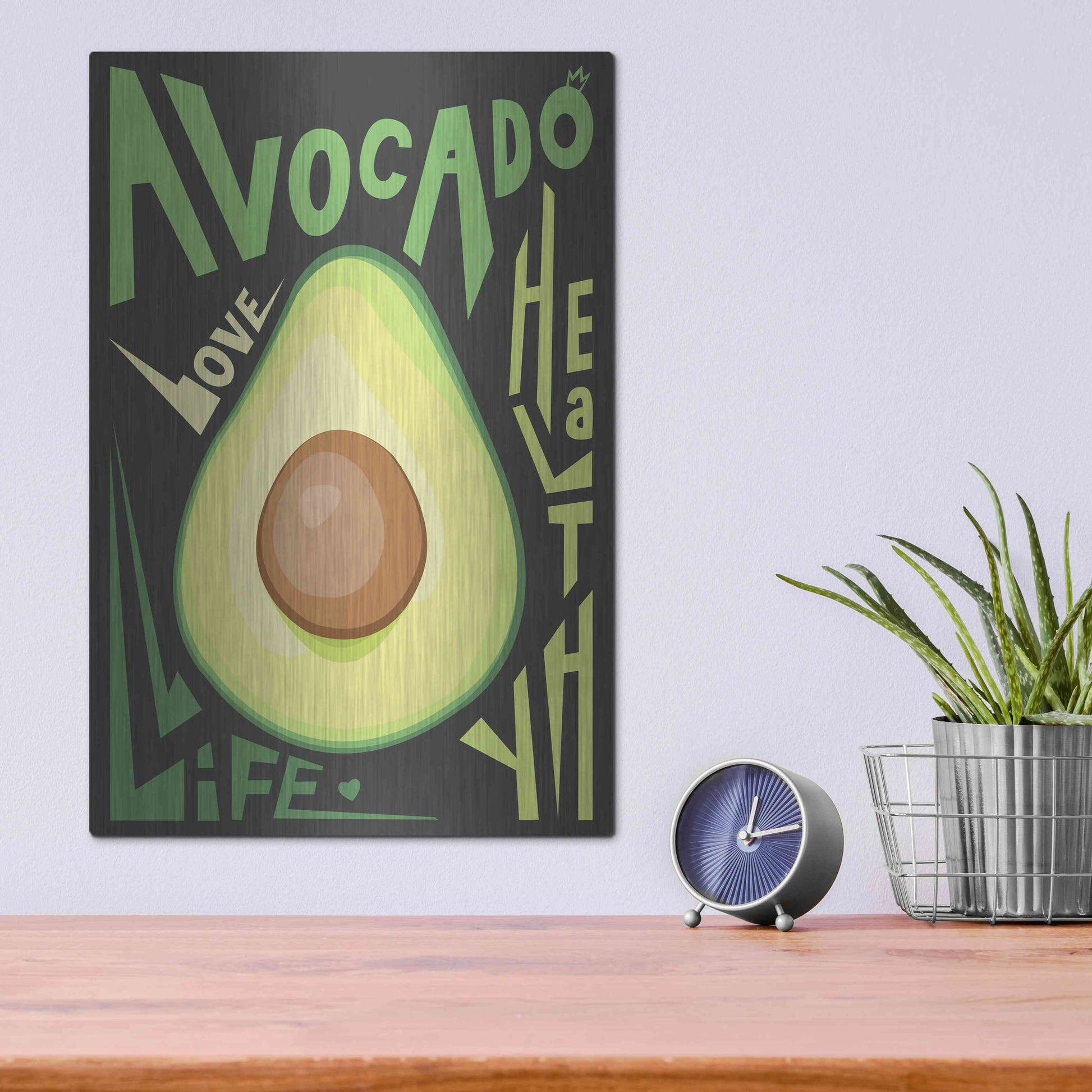 Luxe Metal Art 'Kitchen Avocado' by Ayse, Metal Wall Art,12x16