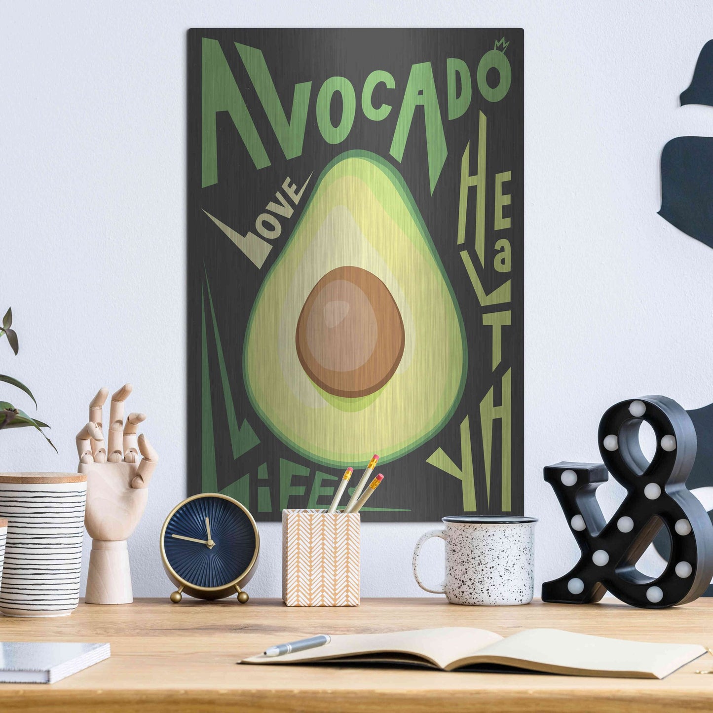 Luxe Metal Art 'Kitchen Avocado' by Ayse, Metal Wall Art,12x16