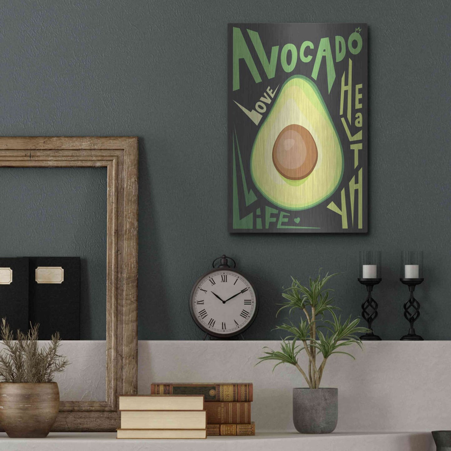 Luxe Metal Art 'Kitchen Avocado' by Ayse, Metal Wall Art,12x16