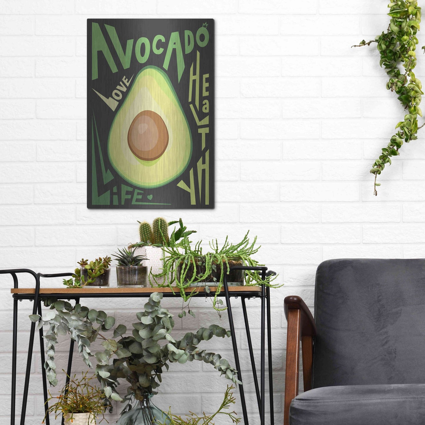 Luxe Metal Art 'Kitchen Avocado' by Ayse, Metal Wall Art,12x16