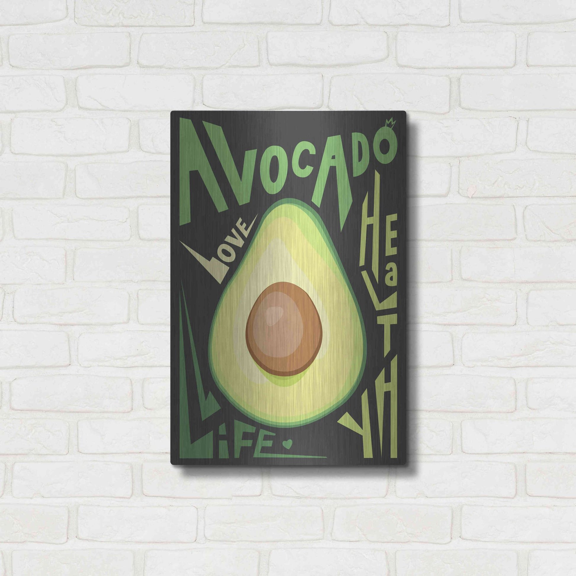 Luxe Metal Art 'Kitchen Avocado' by Ayse, Metal Wall Art,16x24