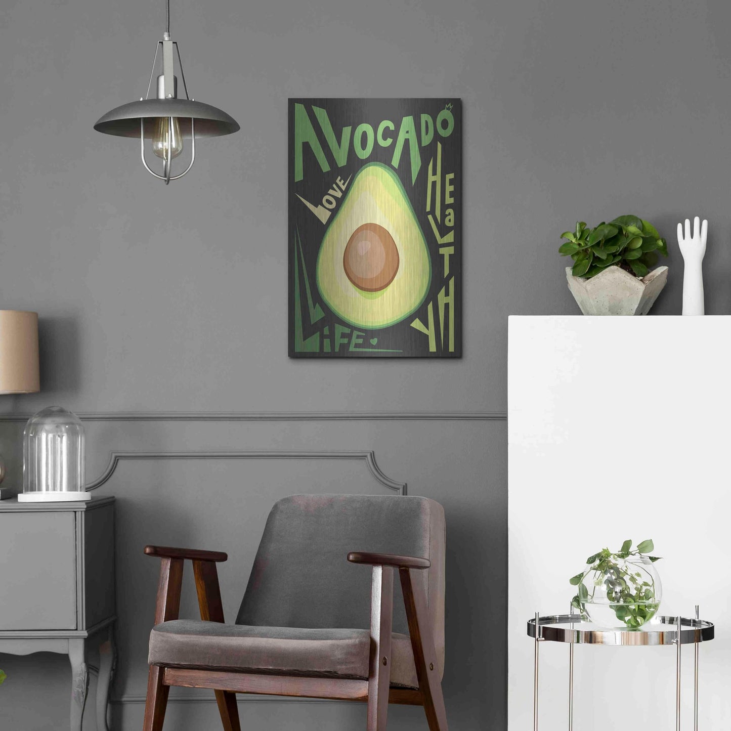 Luxe Metal Art 'Kitchen Avocado' by Ayse, Metal Wall Art,16x24