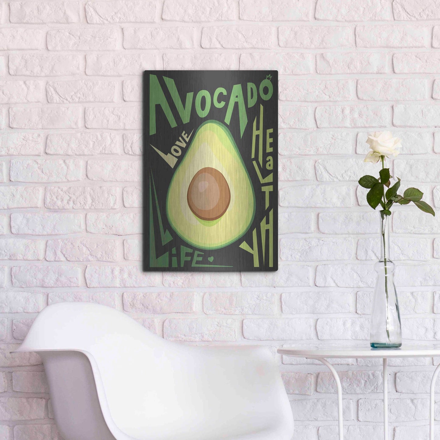 Luxe Metal Art 'Kitchen Avocado' by Ayse, Metal Wall Art,16x24
