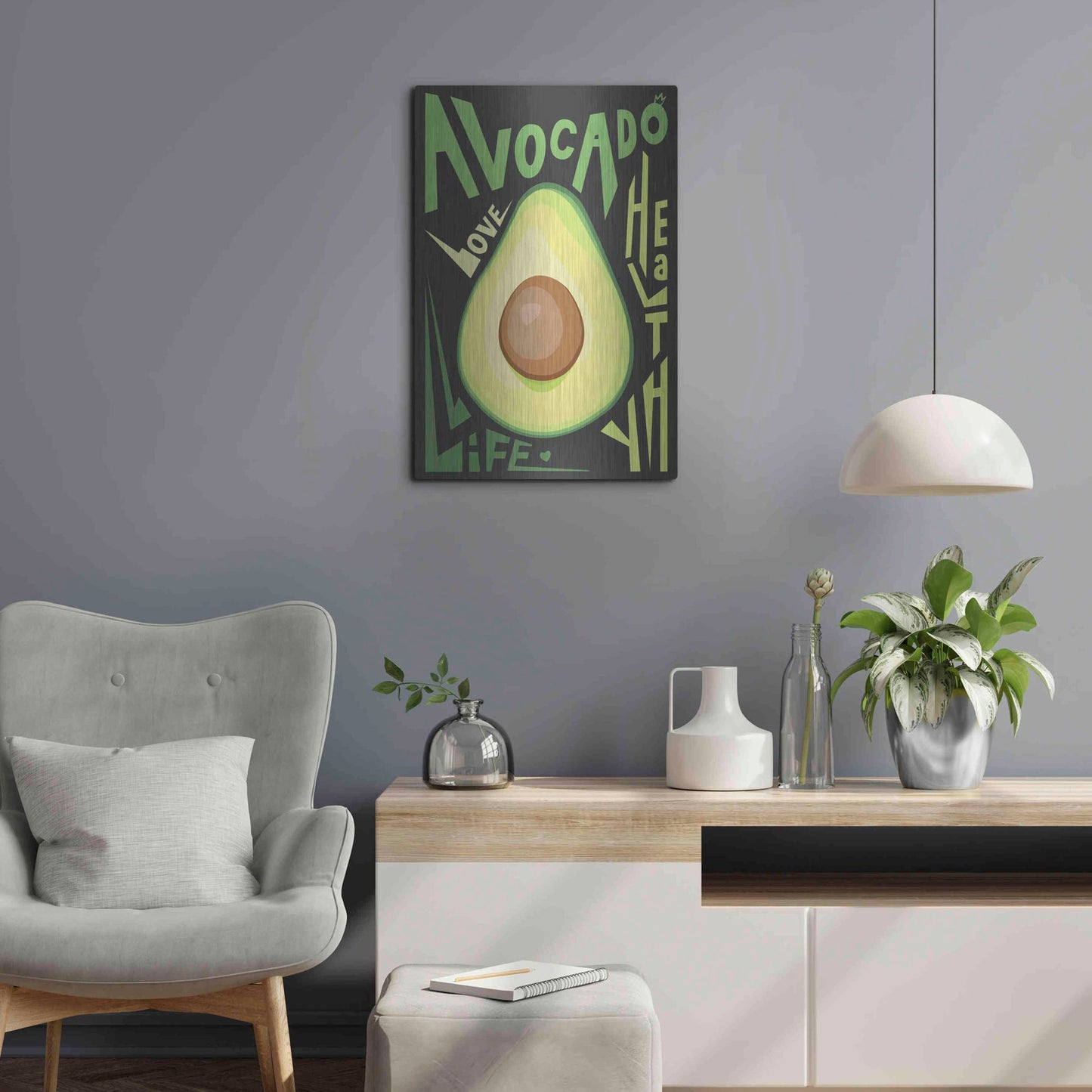 Luxe Metal Art 'Kitchen Avocado' by Ayse, Metal Wall Art,16x24