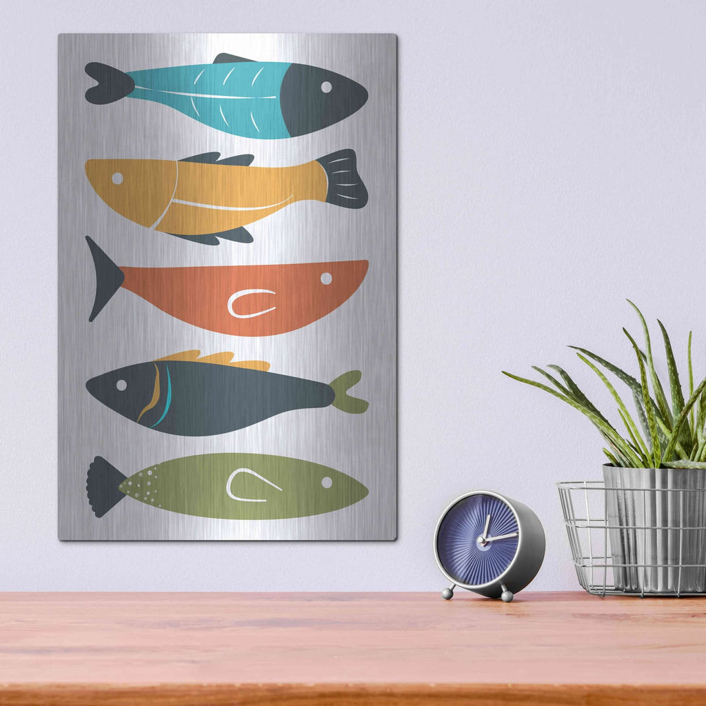 'Playful Fish' by Ayse – Metal Wall Art, 12x16 room view