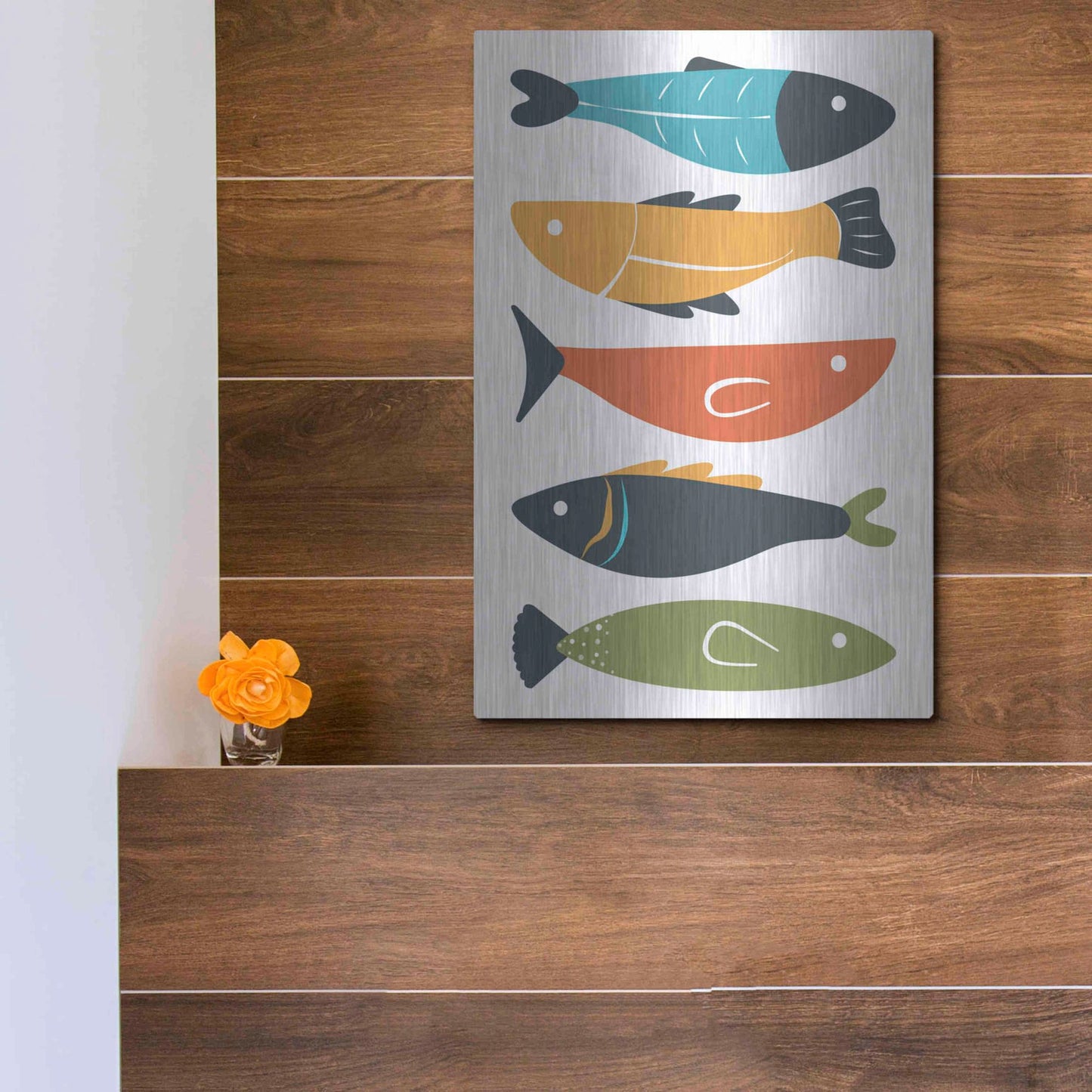 Luxe Metal Art 'Playful Fish' by Ayse, Metal Wall Art,12x16