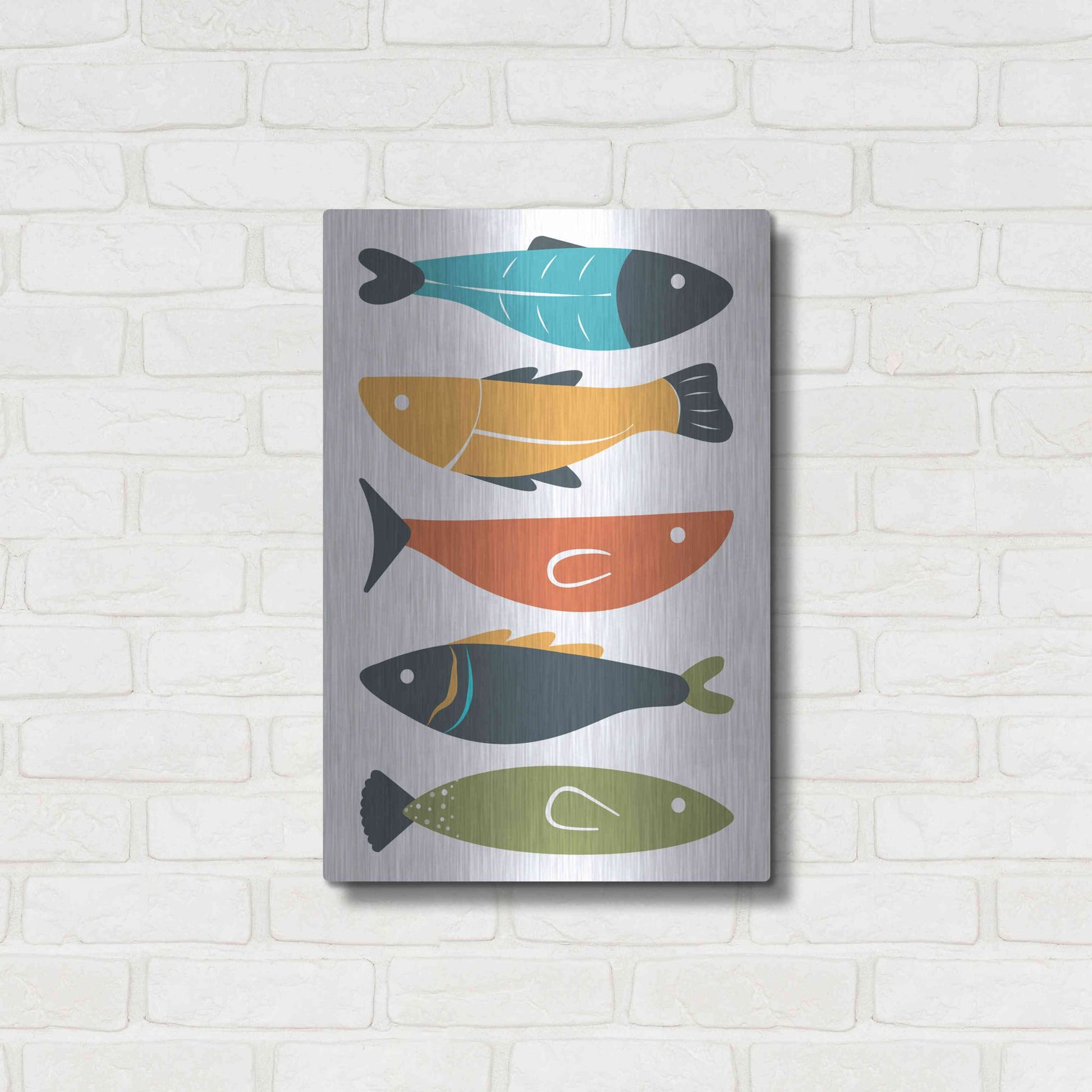 Luxe Metal Art 'Playful Fish' by Ayse, Metal Wall Art,16x24