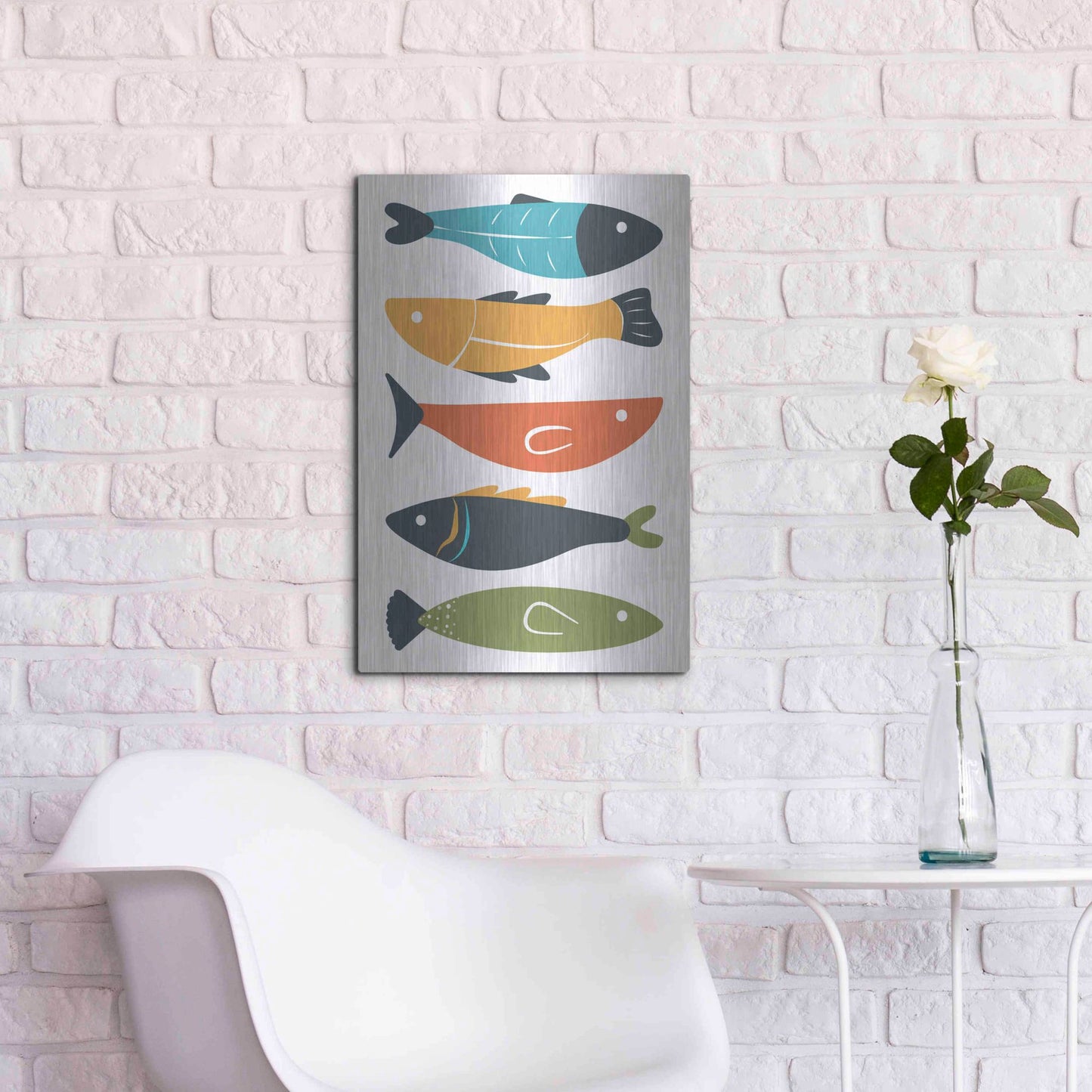 Luxe Metal Art 'Playful Fish' by Ayse, Metal Wall Art,16x24