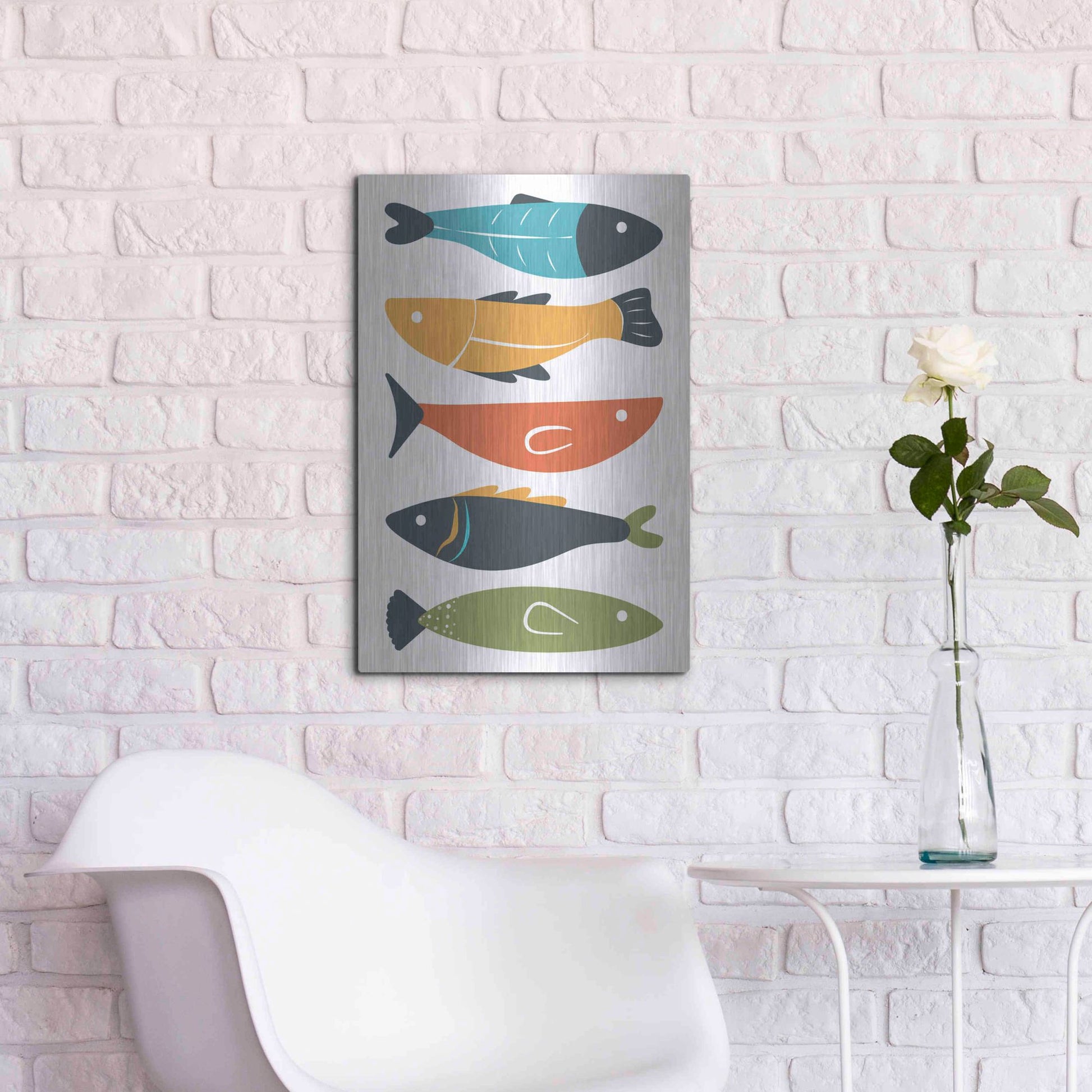 Luxe Metal Art 'Playful Fish' by Ayse, Metal Wall Art,16x24